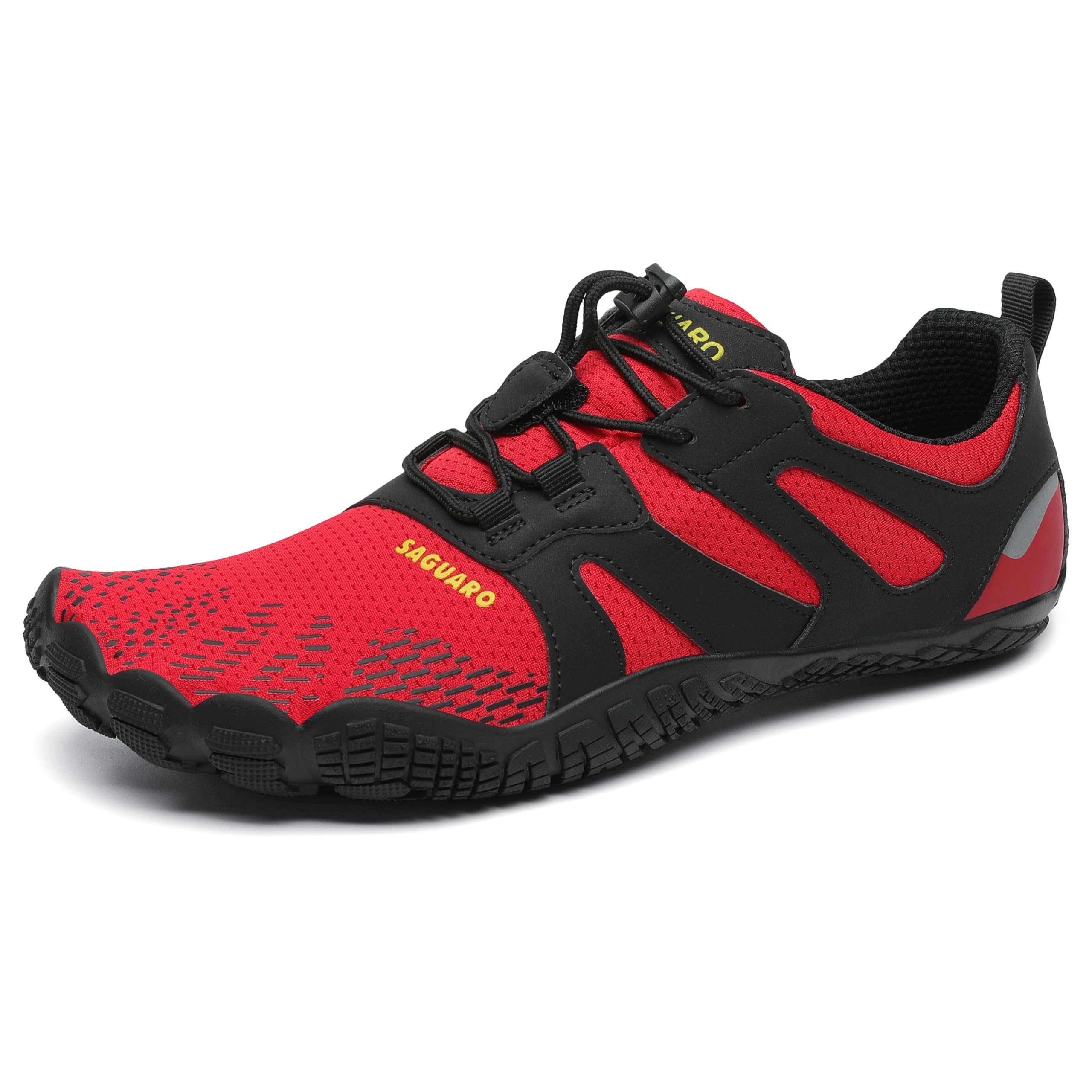 barefoot shoes for men – wide toe box zero drop minimalist shoes trail runner sneakers, red, 7.5 uk