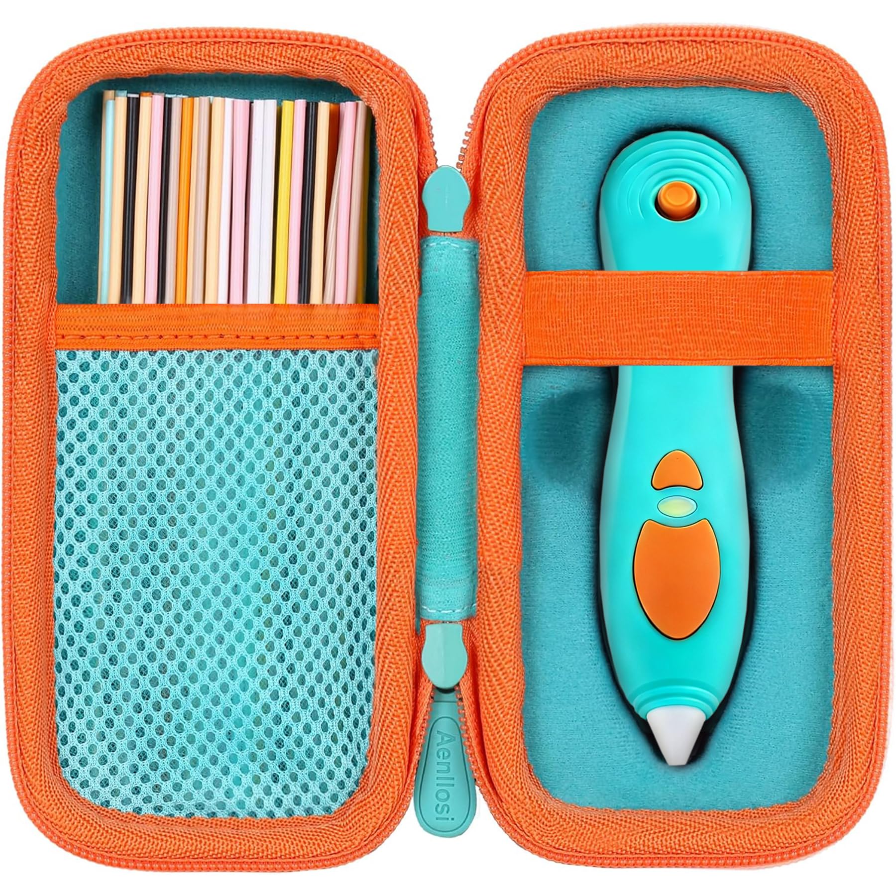 Storage Case Compatible with 3Doodler Start+ Essentials (2024) 3D Pen,Holders for 3D Printing Filament Refill Pack and USB Cable(Only Case,Mint)