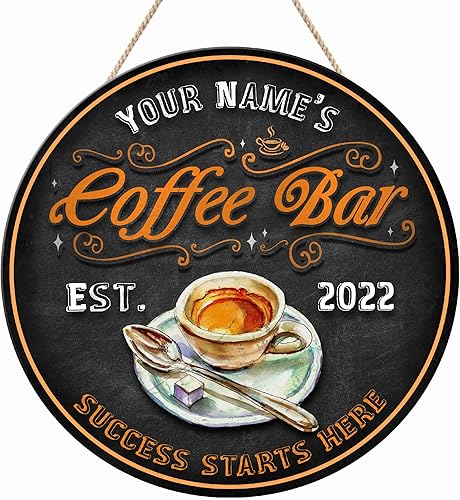 WODORO Letrero personalizado de madera para barra de café (no tallada o neón), placa de pared para decoración de cocina, regalos personalizados para