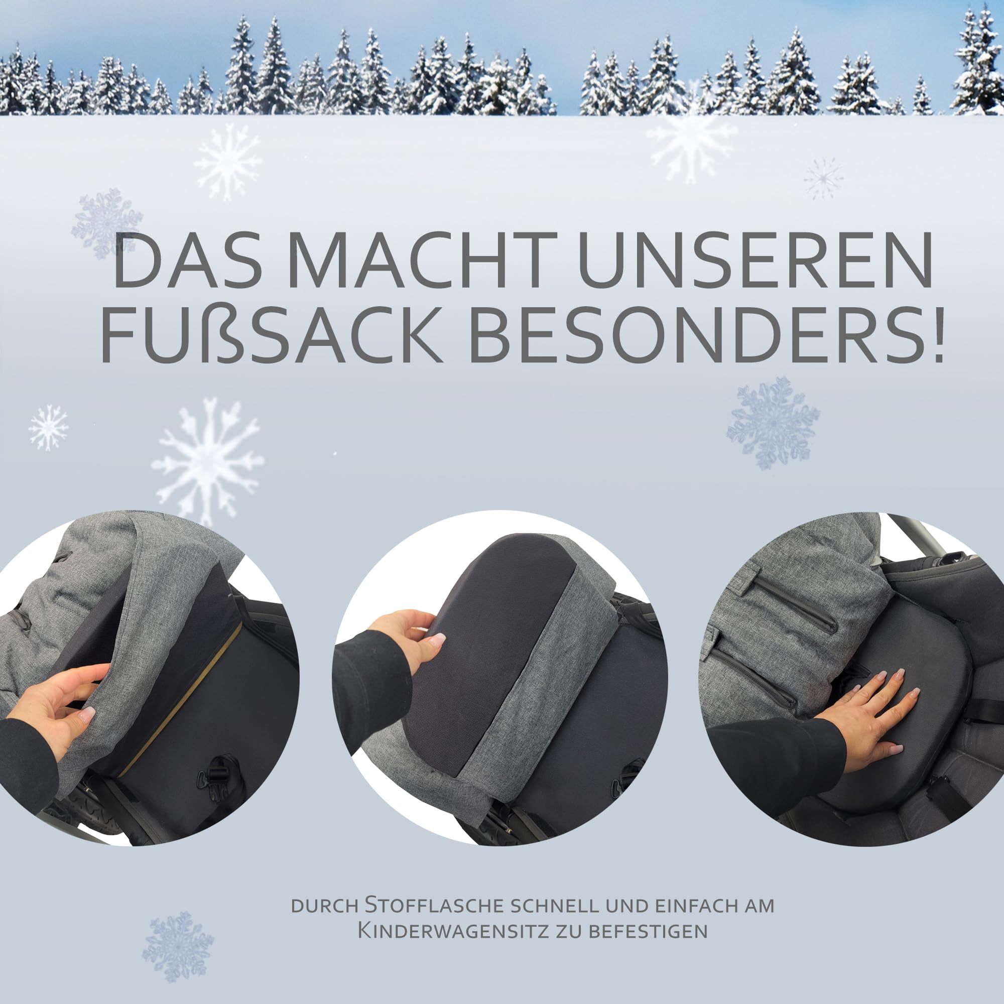 BAMBINIWELT Saco de invierno compatible con cochecito Bugaboo – Saco cálido para bebé con lana de cordero, ajustable y lavable – Resistente al agua y al viento, flexible y a juego, color: gris oscuro