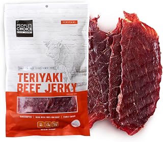 People’s Choice Beef Jerky – Teriyaki Big Slab – Whole Muscle, Thin-Sliced, Slab Jerky Texture – 10g Protein per Serving – Made in USA – 15 Count, 19.2 oz Bag