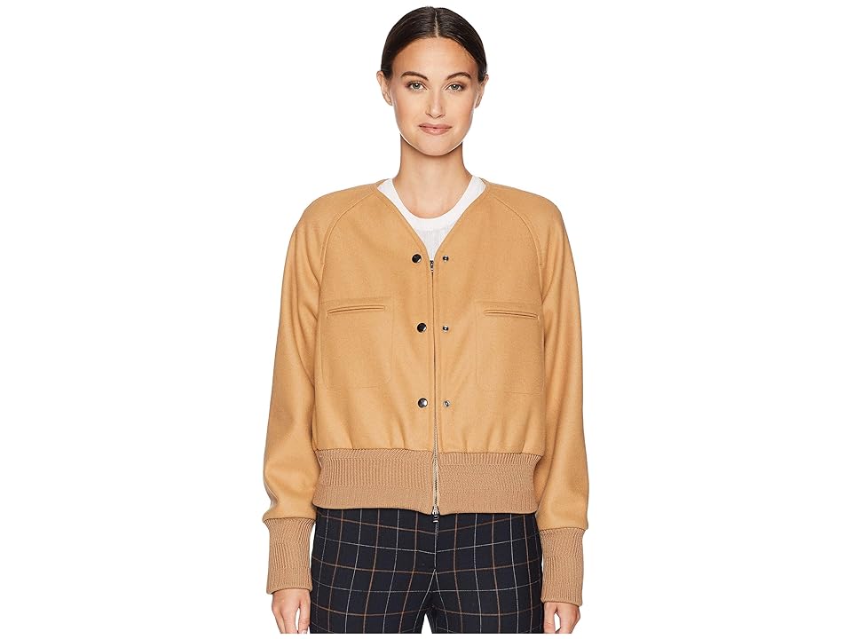 

Jil Sander Navy Short Blouson Double Fastening Coat with Front Pockets (Dark Beige) Women's Coat, Brown