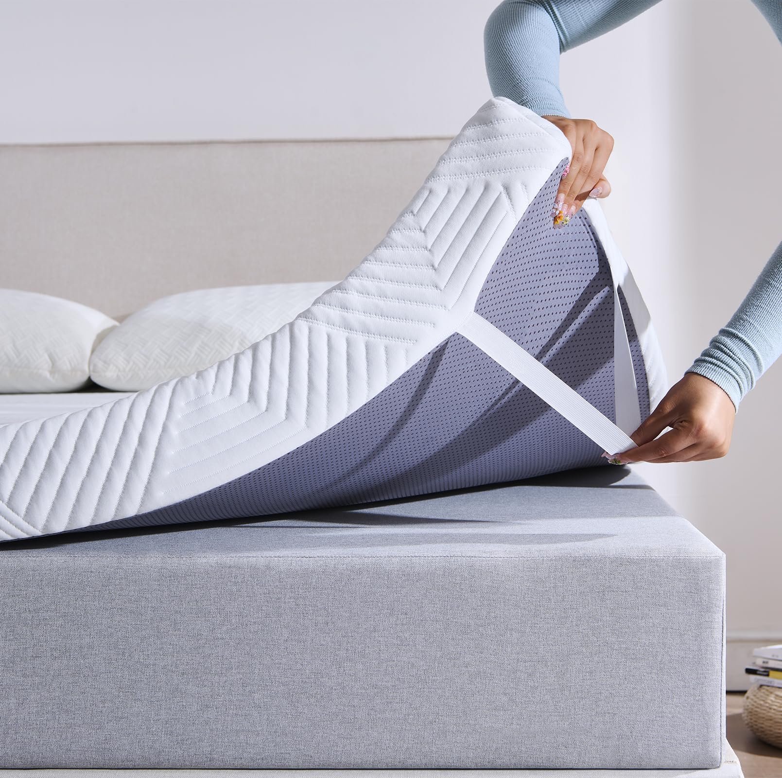 Twirest 5CM Single High Resilience Foam Mattress Topper,Gel Mattress Pad,Breathable & Removable Fabric Cover,White（90 * 190 * 5cm）