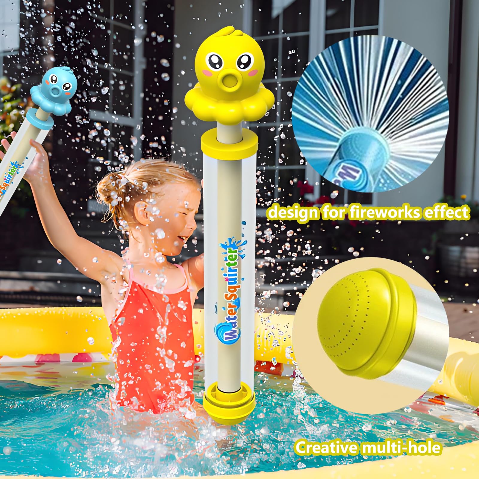 Pack De 2 Pistolas De Agua Con Efecto Fuegos Artificiales – Juguete De Playa Con Mecanismo De Bomba Y Salpicadura, Ideal Para Niños Y Adultos (Rosa + Azul)