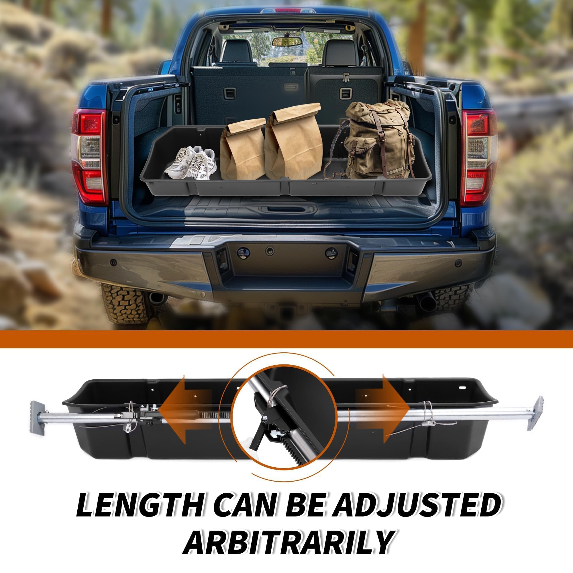 KUAFU Full Size Truck Bed Storage Box Compatible with Ford Chevrolet GMC Dodge Ram Toyota Nissan Universal 55 Inch - 69 inch Wide Adjustable Beds Secure Cargo Organizer Protect Groceries