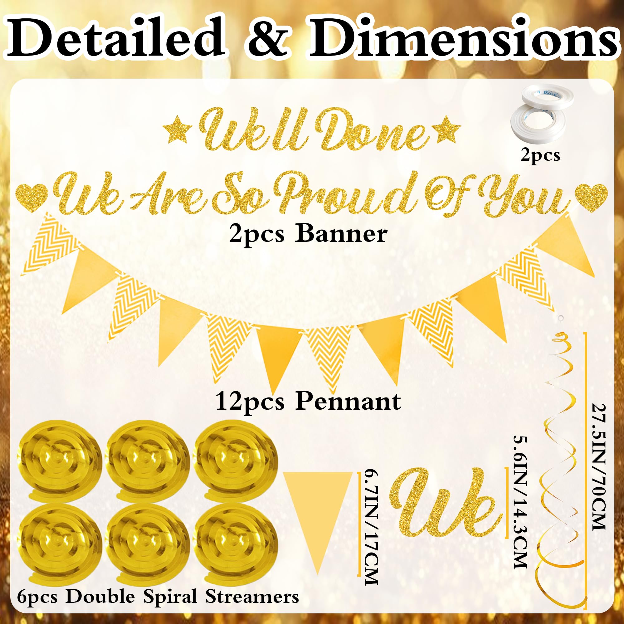 Graduation Decorations Congratulations Banner 2026, We Are So Proud of You Party Supplies Gold Well Done Banners - Image 2