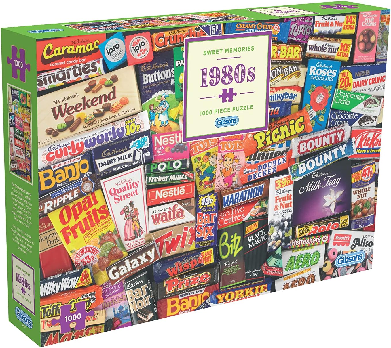 Games 1980s Sweet Memories 1000 Piece Jigsaw Puzzle | Retro Sweets | Sustainable Puzzle for Adults | Premium 100% Recycled Board |