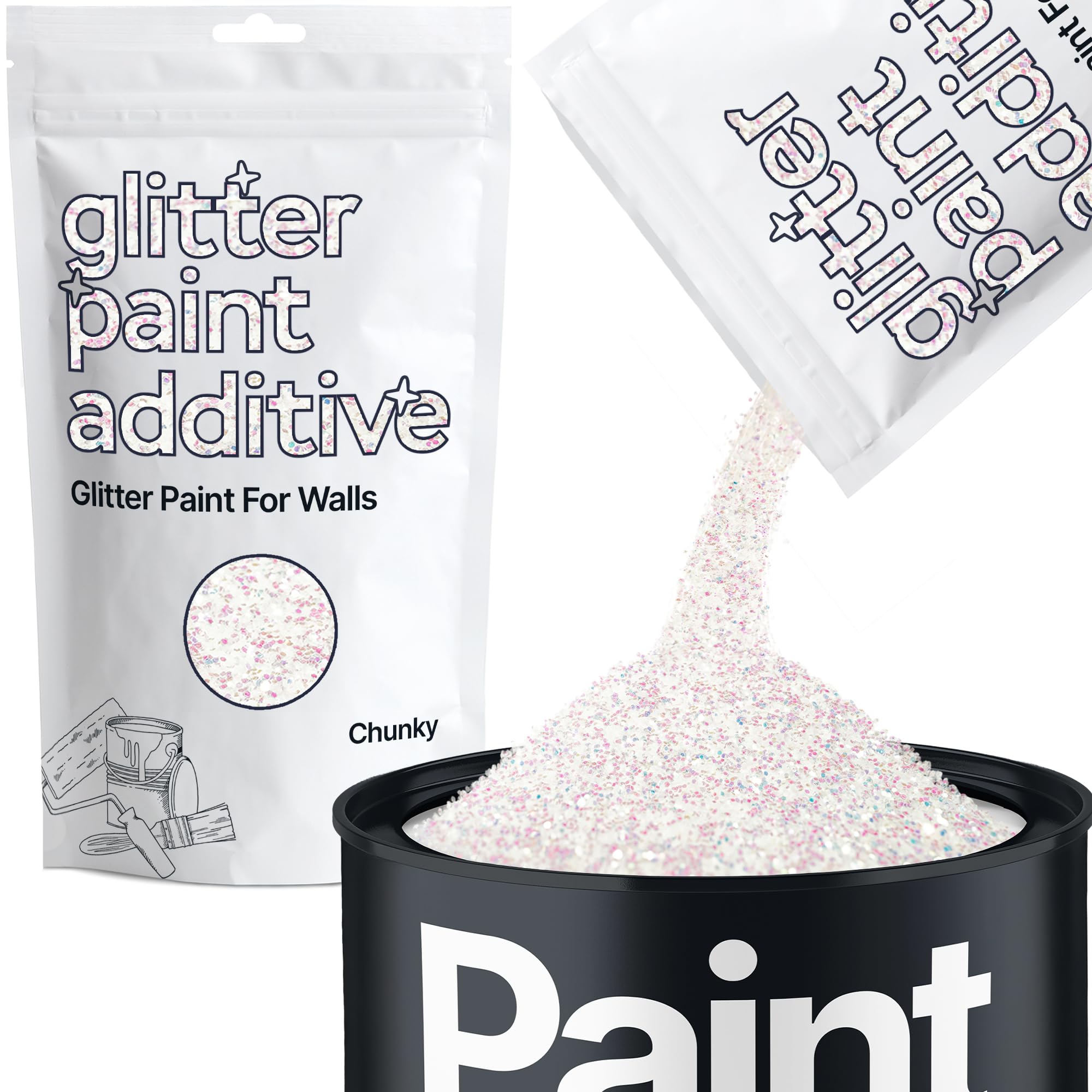Peinture à paillettes pour murs en nacre irisée émulsion additive latex acrylique paillettes épaisses peinture d'intérieur 100 g/3,5 oz