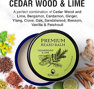 Beard Club - Beard Balm - Beard Wax - Beard Balm for Men - Beard Moisturiser - Beard Butter - Beard Cream - Beard Softener for Men - Beard Conditioner for Men - Beard Wax for Men - Cedar Wood and Lime