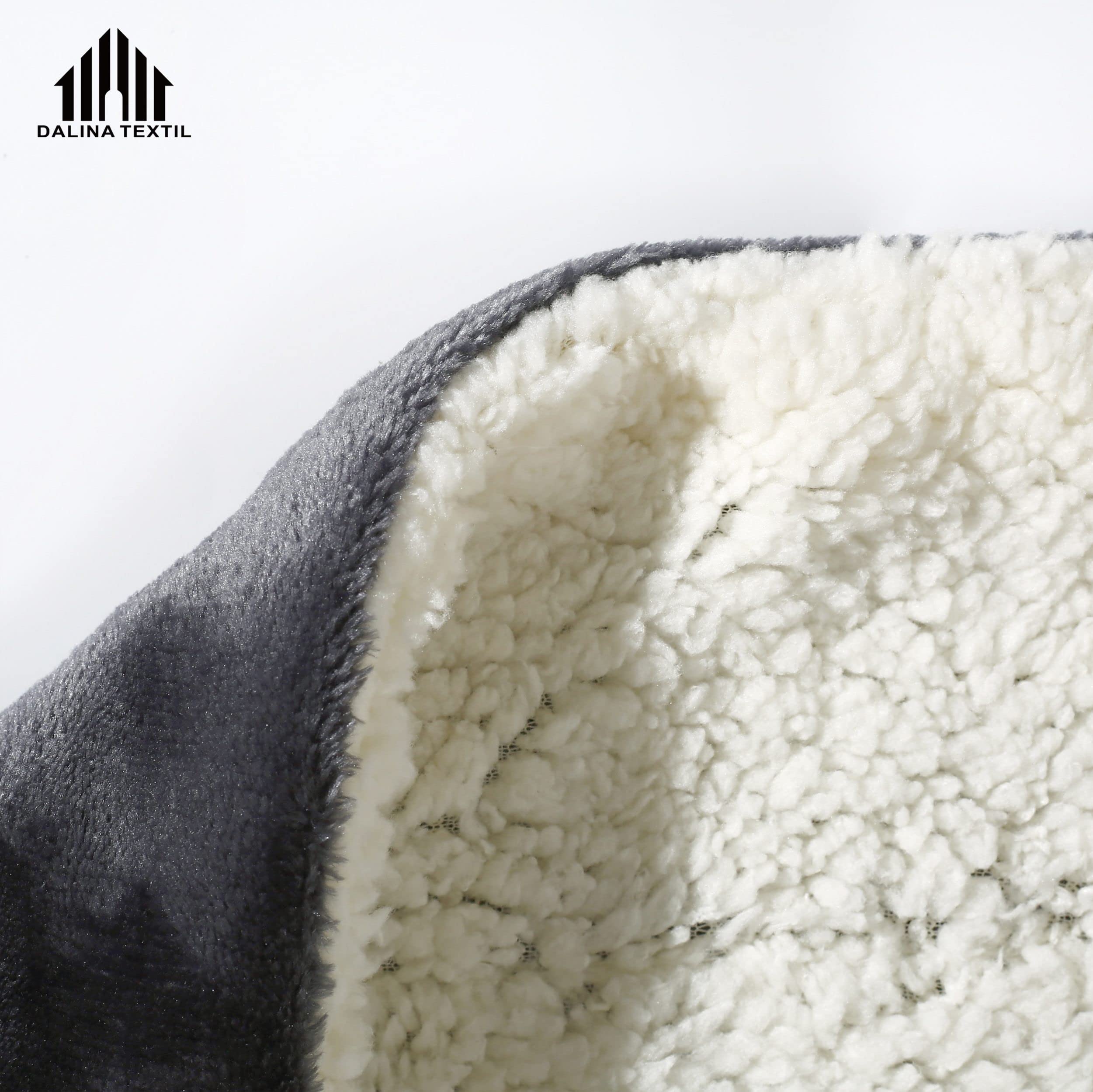 DALINA TEXTIL S.L Manta de Franela y Borreguito Suave 220x240 cm | Gruesa para Sofá Cama Invierno | Reversible y Abrigada | Gris Oscuro