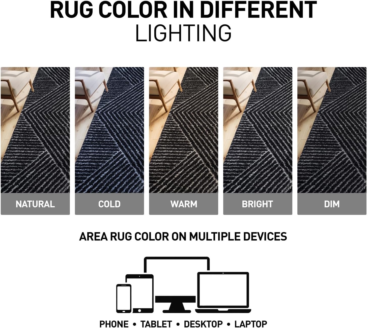 Rugshop Geometric Diamond Stripe Shag Area Rug Anthracite Dark Gray 5' x 7' Great for Bedrooms, Living Rooms, or Under Coffee Tables