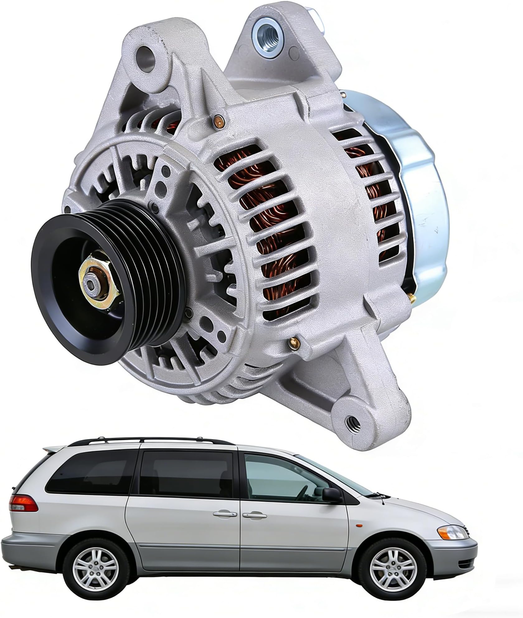 New Alternator Durable Alternator Car Accessories for Toyota Avalon 1998-1999 for Toyota Sienna V6 3.0L 1998-2003 27060-20090 12V 100A 6-Groove Pulley Clockwise Alternator