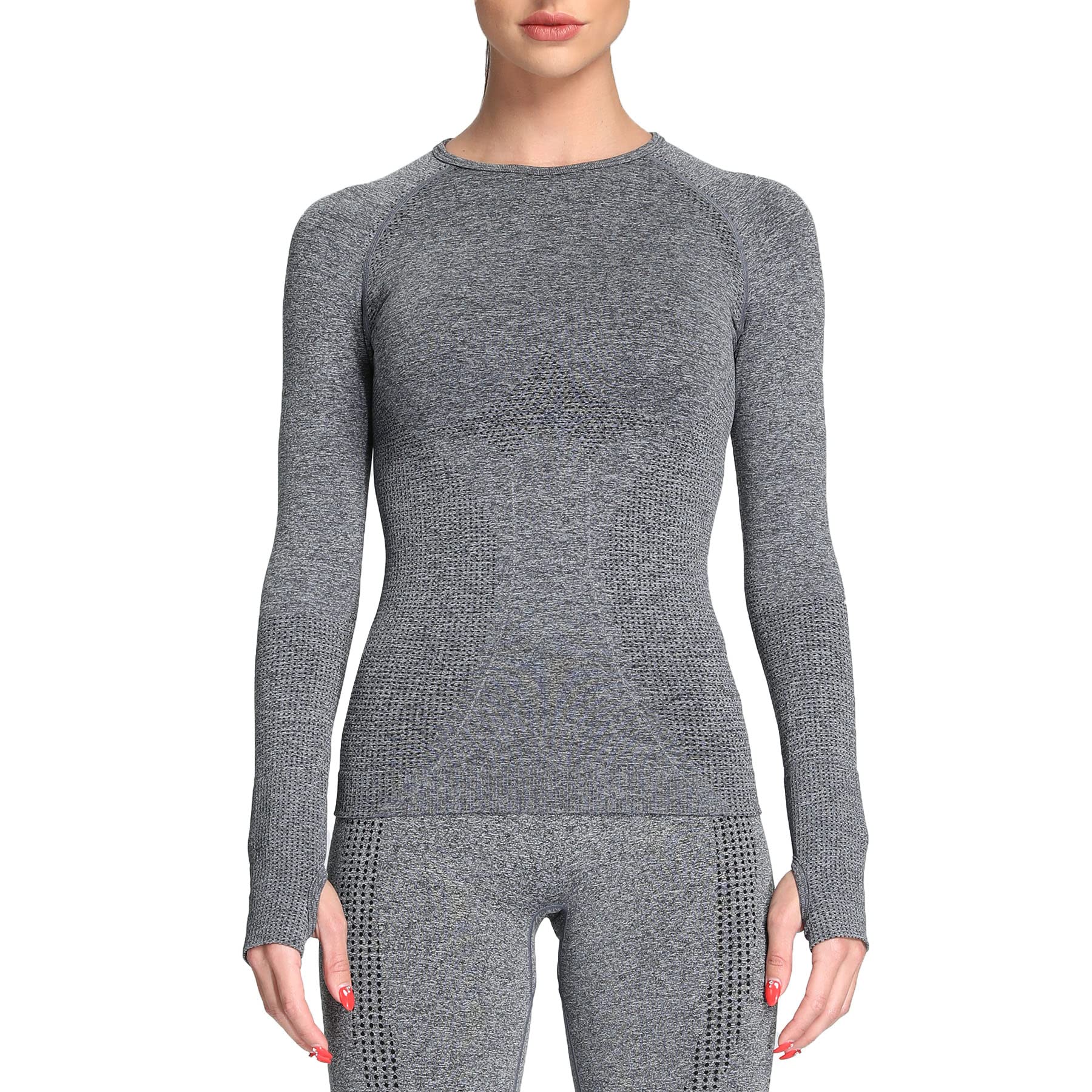 AoxjoxLong Sleeve T Shirts for Women Vital Workout Gym Yoga Running Seamless T-Shirt