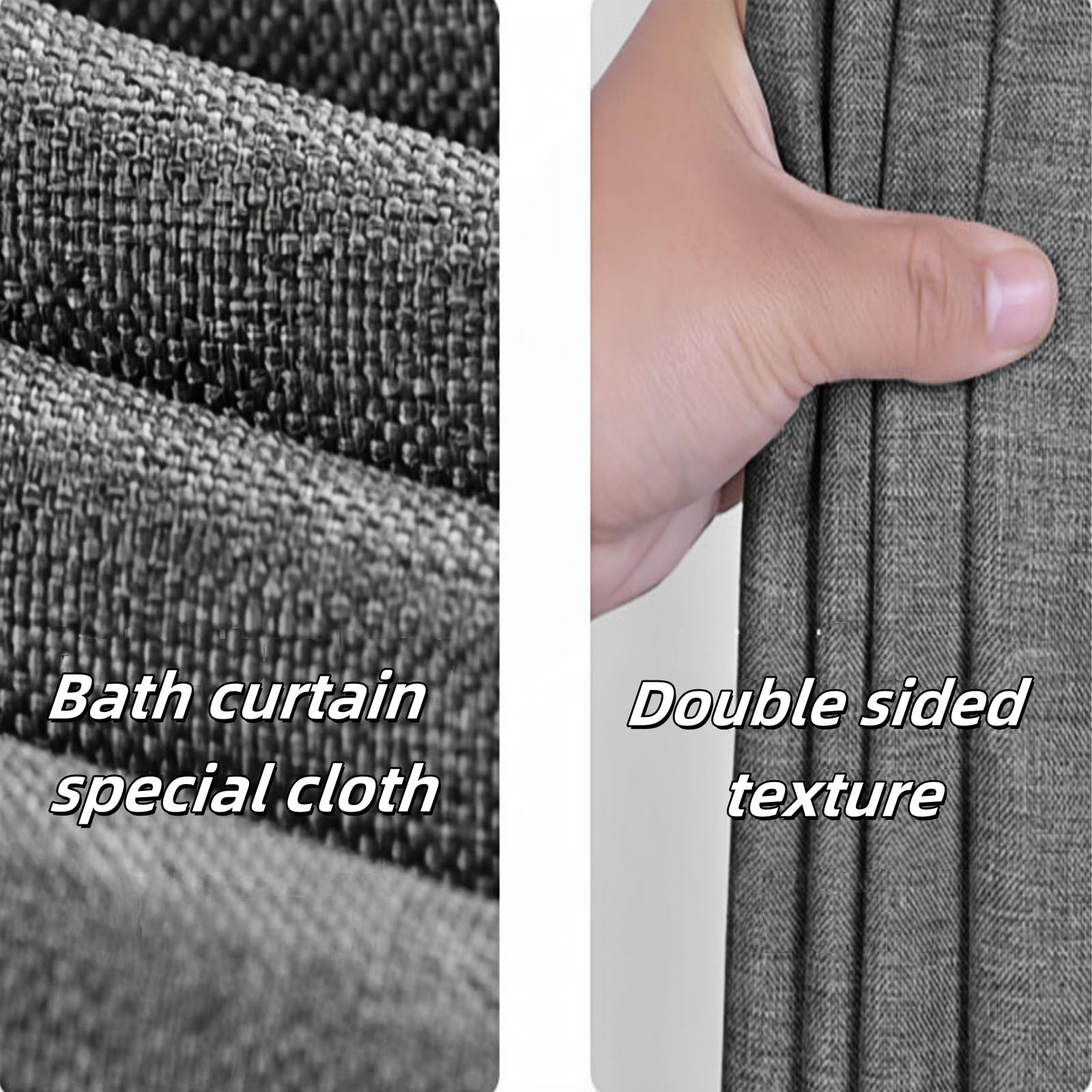 Rideau de Douche Aspect Lin Rideau de Douche Beige sans Crochet Tissu Textile Imitation Lin Imperméable Largeur 180 x Hauteur 200 cm(Light Grey,Tall120x180cm)