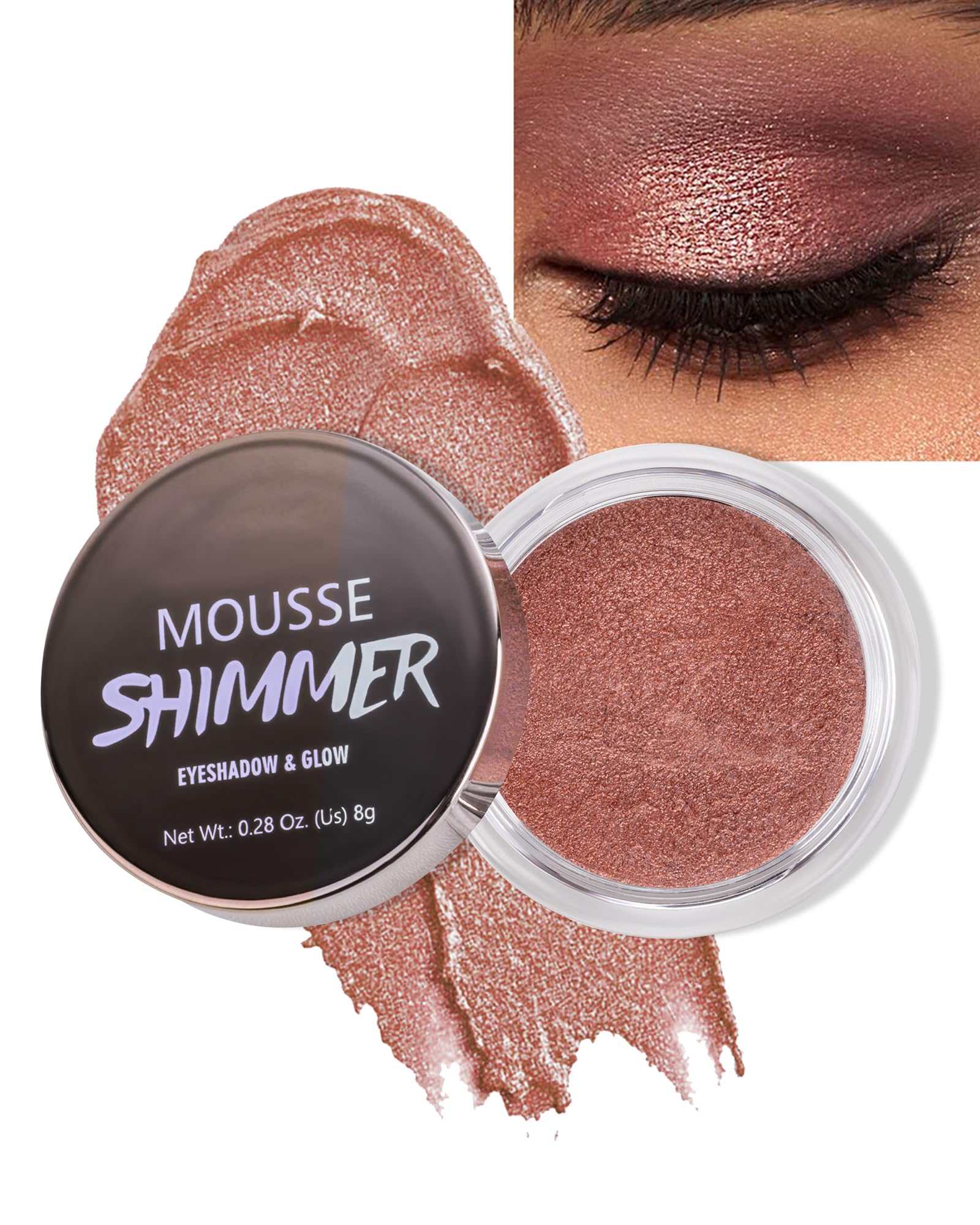 Shimmer Cream Eyeshadow, Ultra-Blendable Glitter Eye Shadow with Moisturizing Formula