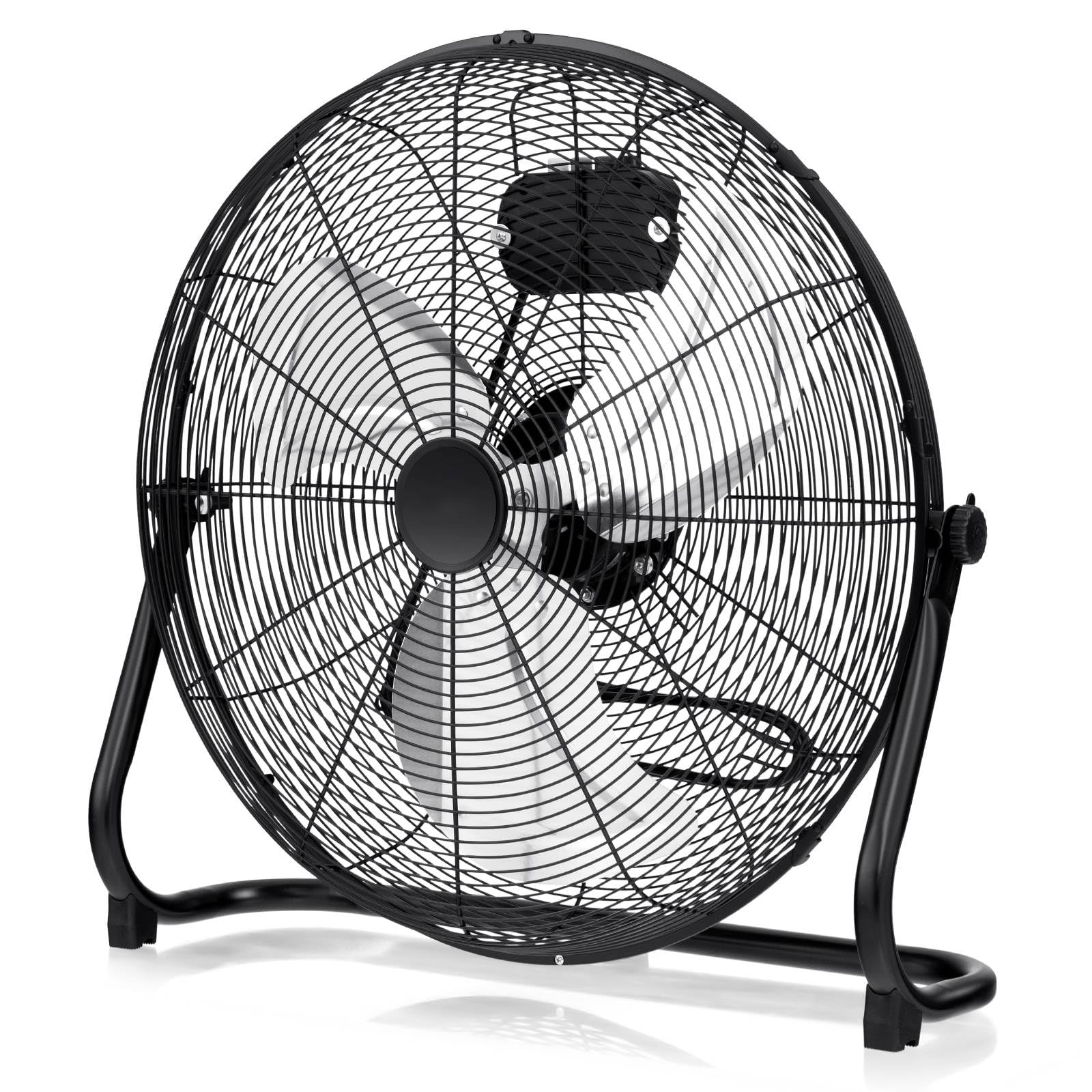 20” High Velocity Floor Fan, 3 Speed Floor Standing Cooling Fan with 145° Adjustable Tilt Angle, Portable Cold Air Circulation Fan for Gym, Home Office and Factory, Black