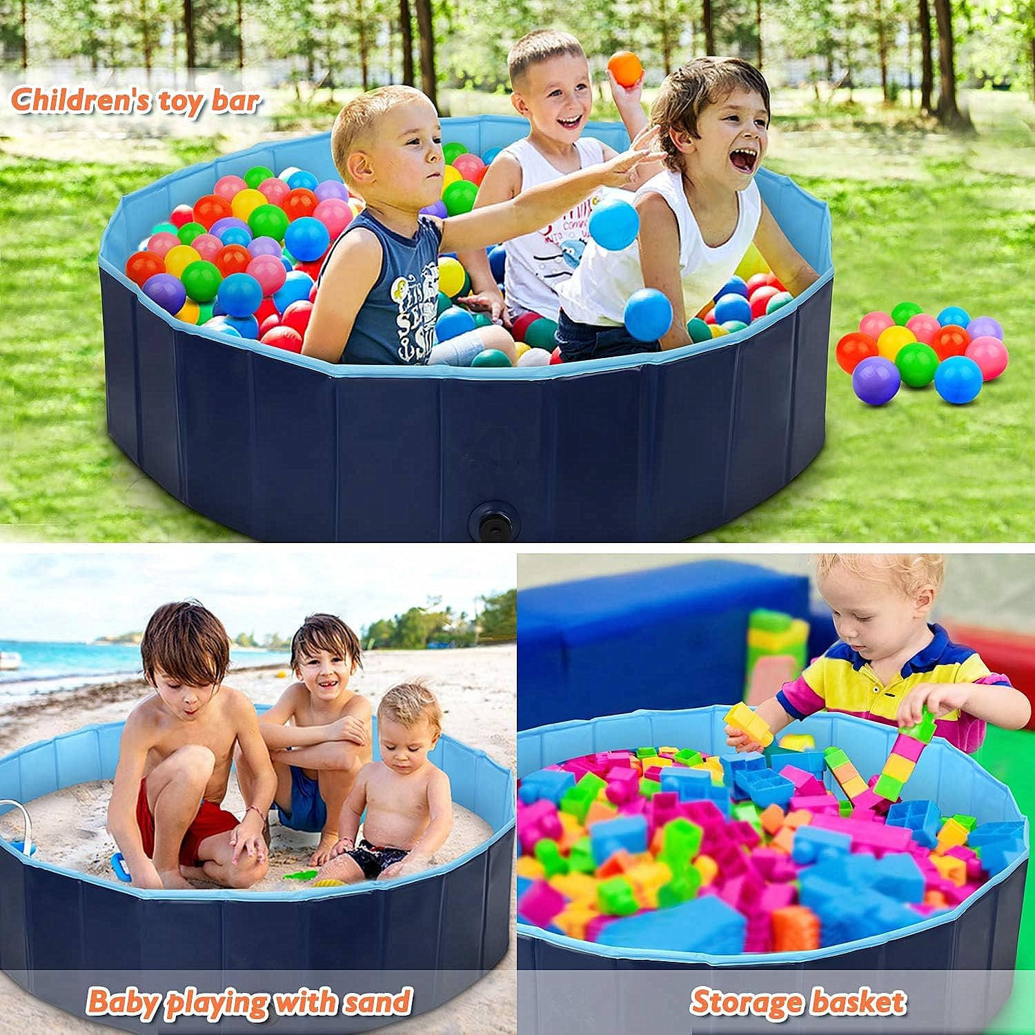 80 x 20 cm, piscina plegable para perros, piscina para perros grandes y pequeños, piscina para mascotas, piscina para perros, piscina plegable de PVC para perros (azul claro)