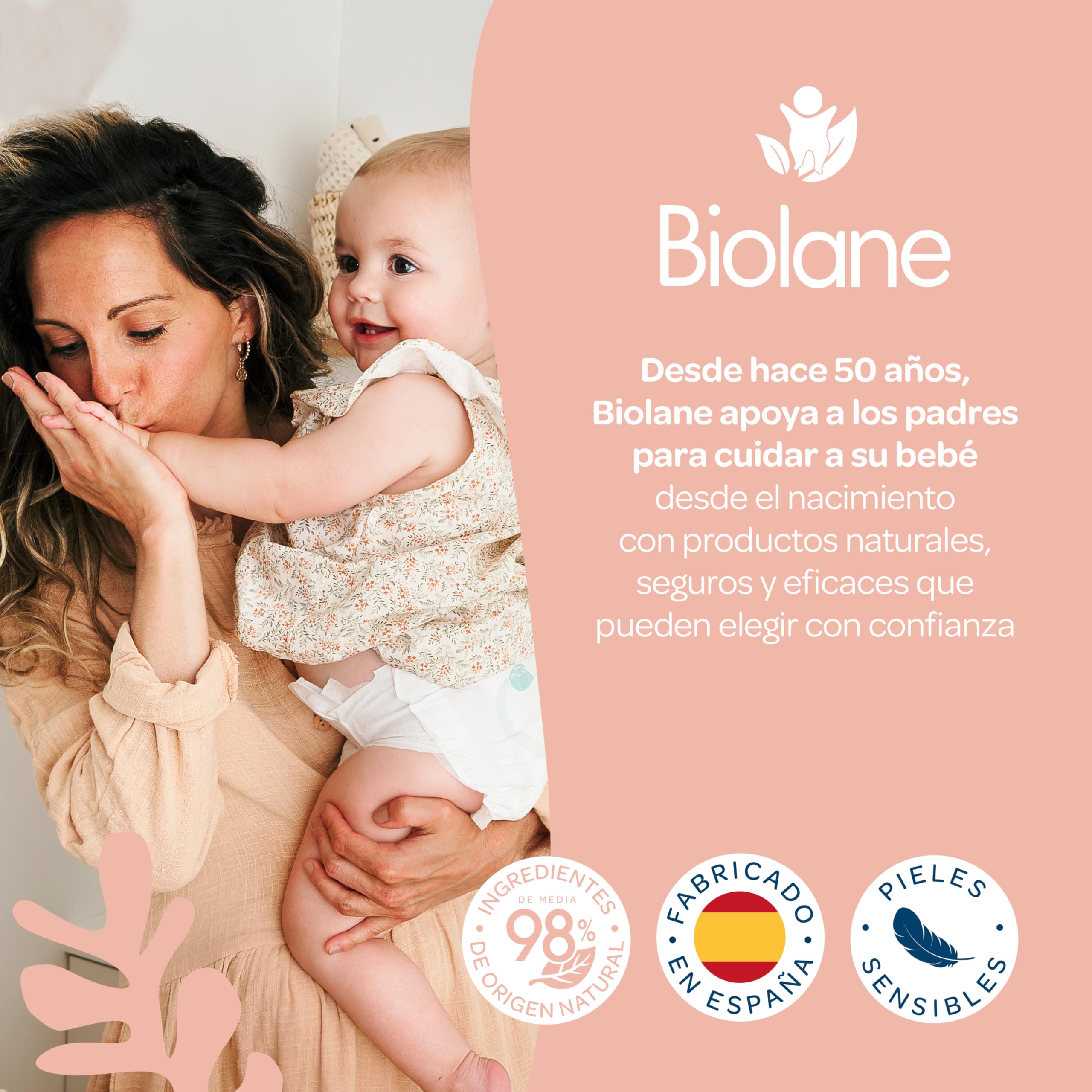Biolane - Toallitas Cara y Manos Bebé, 384 Toallitas (6 Paquetes de 64 Unidades), 97% Ingredientes Naturales, Con Tapa, Sin plástico, Limpian e Hidratan, Bebés y recién nacidos, Fabricadas en España