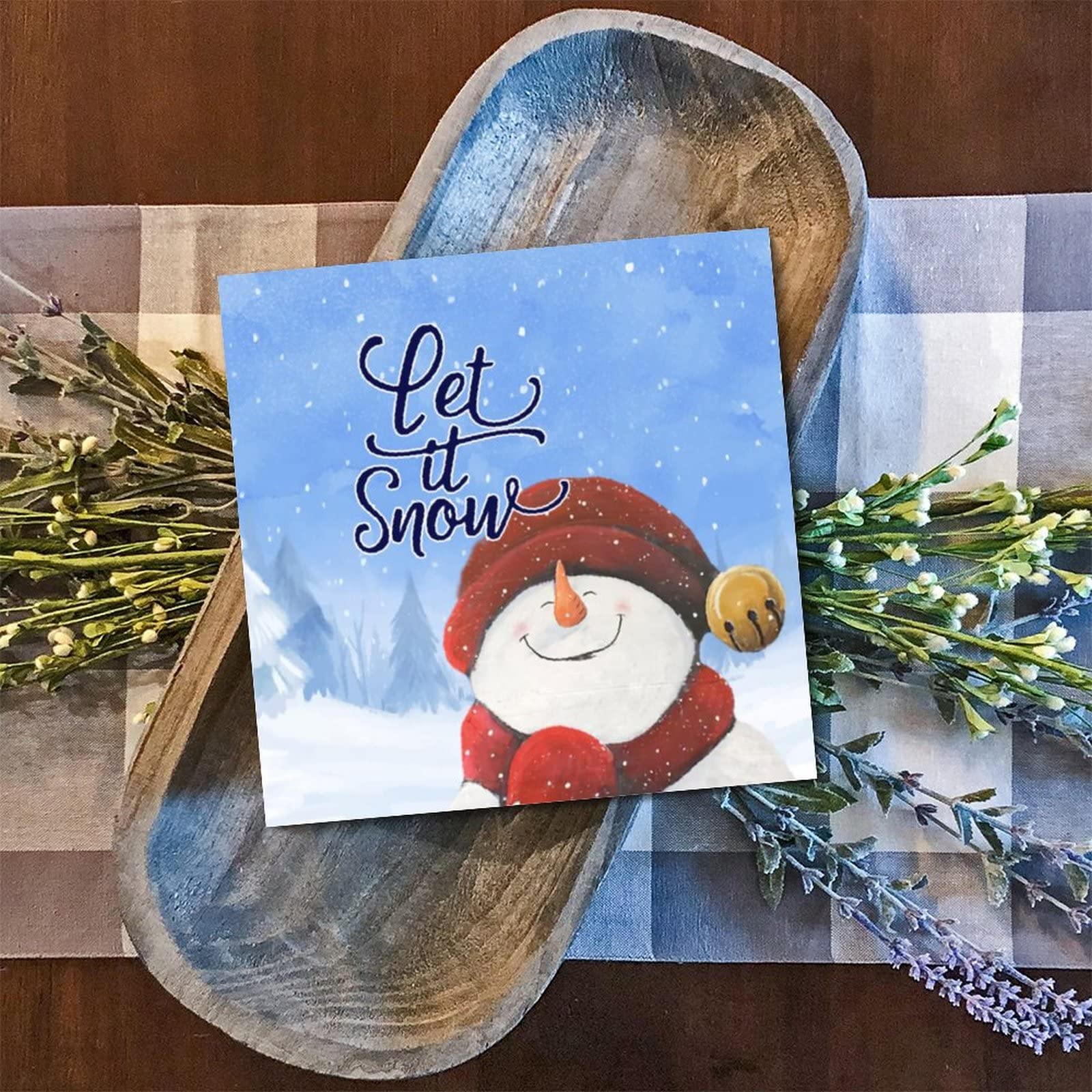 Plaque en bois Let It Snow pour sublimer l'ambiance cocooning du salon