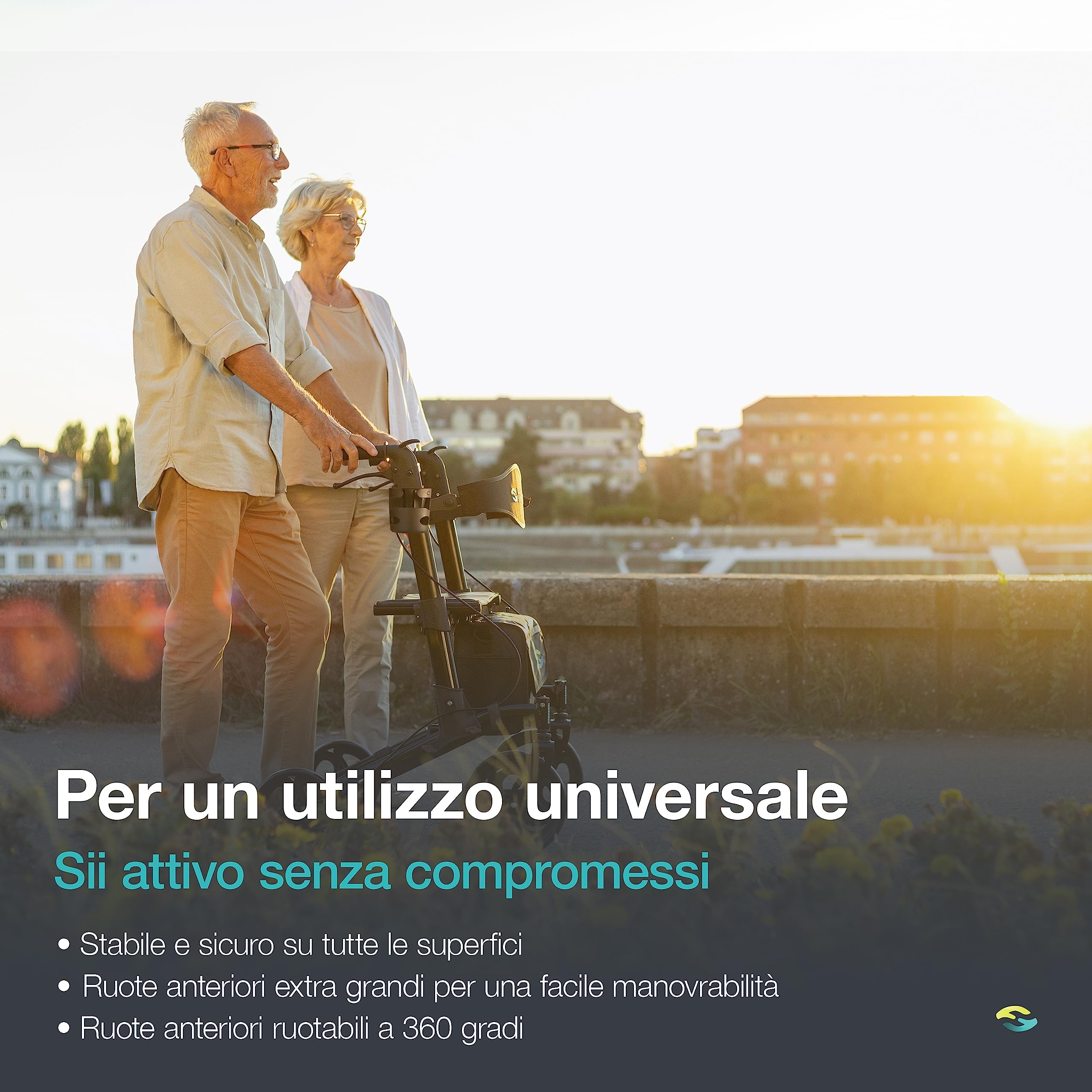 HELAVO Deambulatore per Anziani Superiore - Rollator Alluminio Regolabile Individualmente - Perfetto per la Casa e l'Esterno