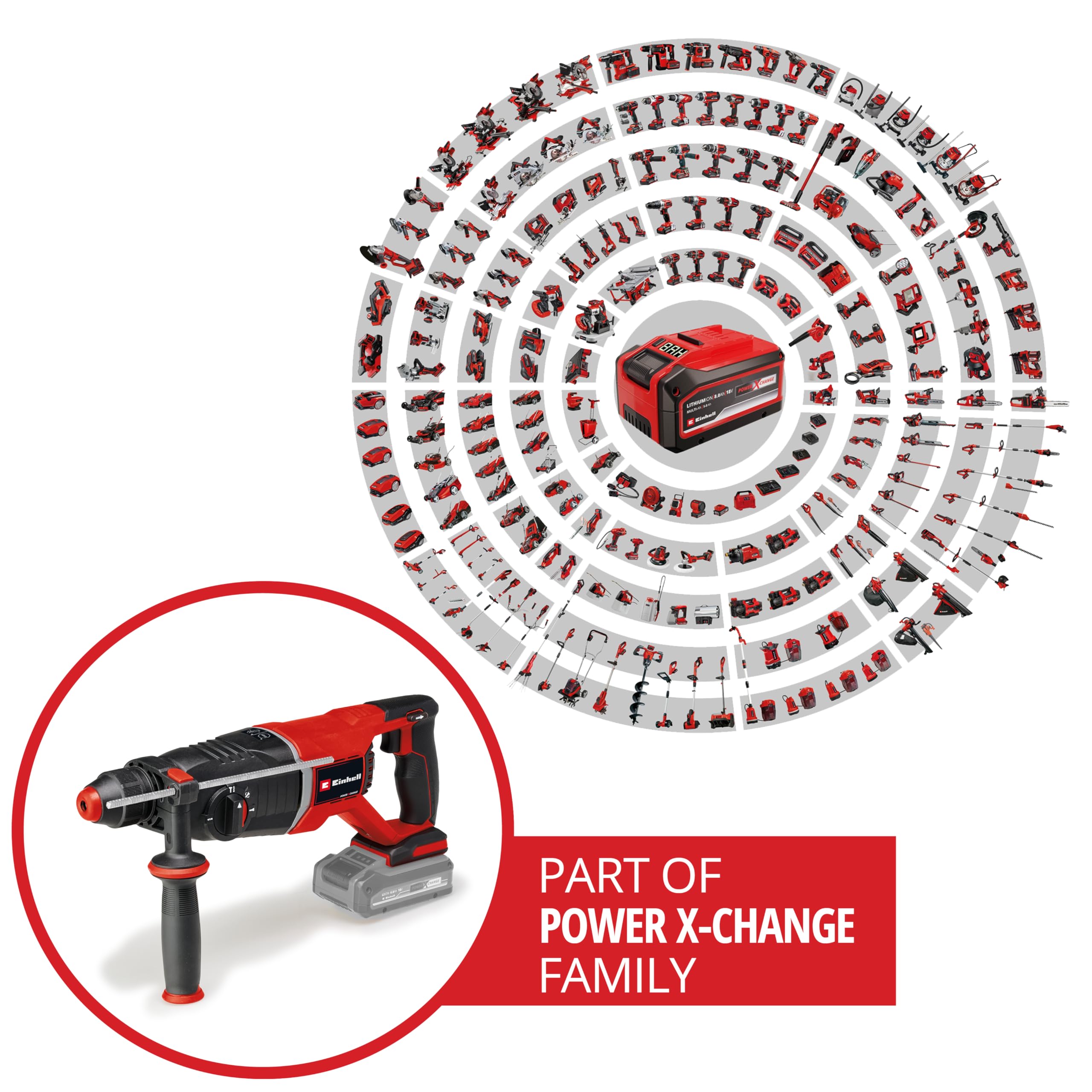 Einhell Professional tassellatore a batteria TP-HD 18/26 Li BL-Solo Power X-Change (18 V, Brushless, 2,6 J, SDS-plus, percussione pneumatica, maniglia a D, valigetta, batteria esclusa)