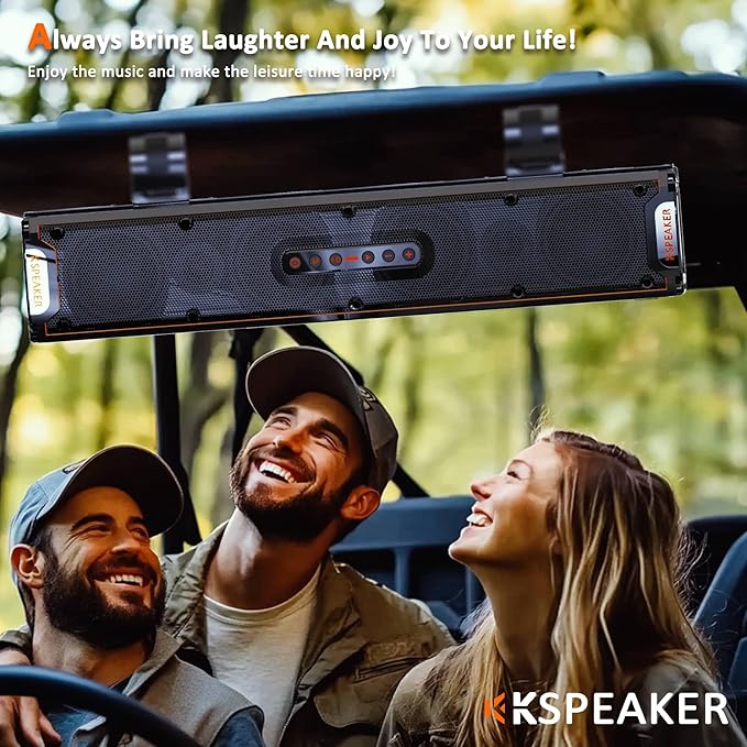 Barra de Sonido UTV ATV con Bluetooth, 1600W, IP67, Luces, para Moto/Cuatriciclo miniatura 2