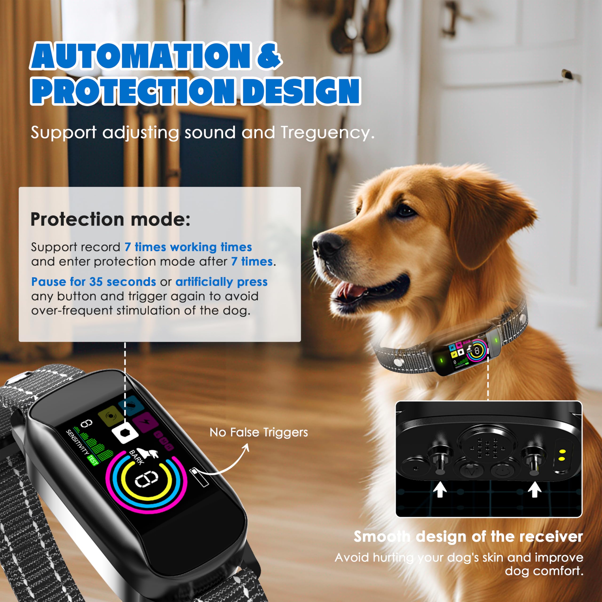 Anti Bark Collars for Dogs, Rechargeable Dog Barking Collar, Humane No Shock Dog Training Collar with Vibration & Sound - Image 3