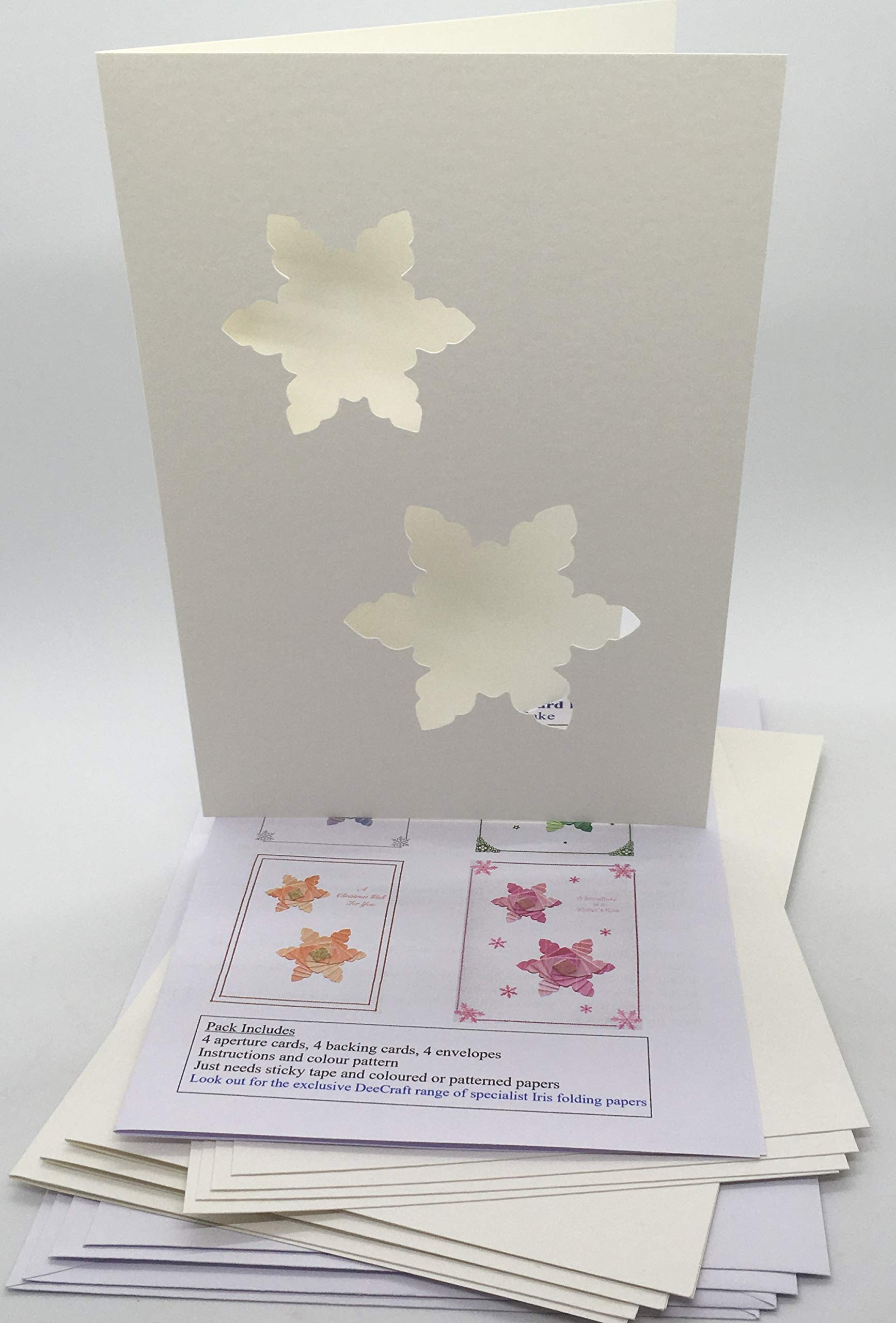Iris Folding Card Pack Snowflake C5 Size Makes 4 Cards DeeCraft