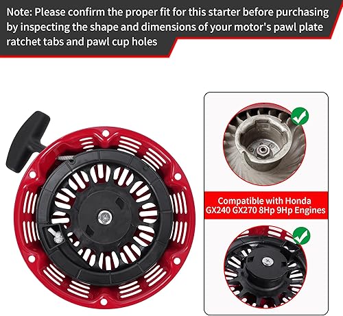 Miniatura 4 de Arrancador de retroceso GX270, arrancador de tracción GX240 con cable de tracción para GX270 9HP GX240 8HP Motor 28400-ZE2-W01ZN 28400-ZE2-W01ZA