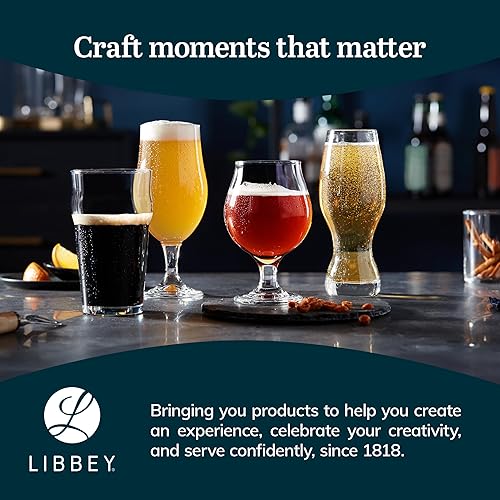 Miniatura 38 de Libbey Stockholm Pilsner - Juego de 4 vasos de cerveza de 14.5 onzas, altos y delgados para Pilsner, Kolsch, Lager y más, juego de regalo único