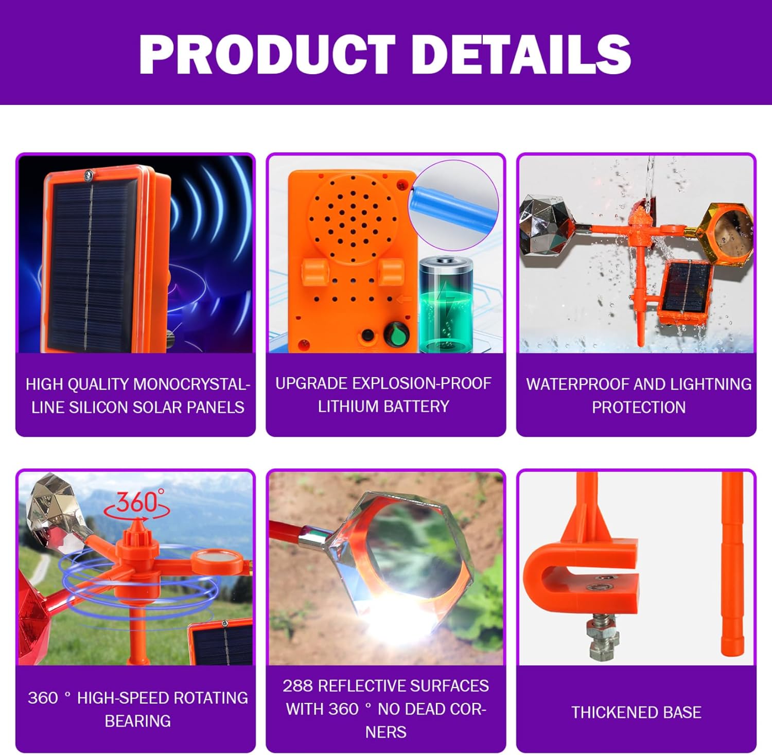 Solar Powered Bird Repellent Reflectors – Effective Weatherproof Woodpecker for Outside, Garden, Roofs