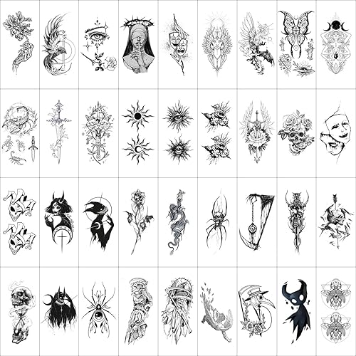 Miniatura 9 de GLARYYEARS Tatuaje temporal para mujeres, paquete de 48 tatuajes realistas de larga duración, 12 calcomanías grandes + 36 pequeñas, hermosos diseños