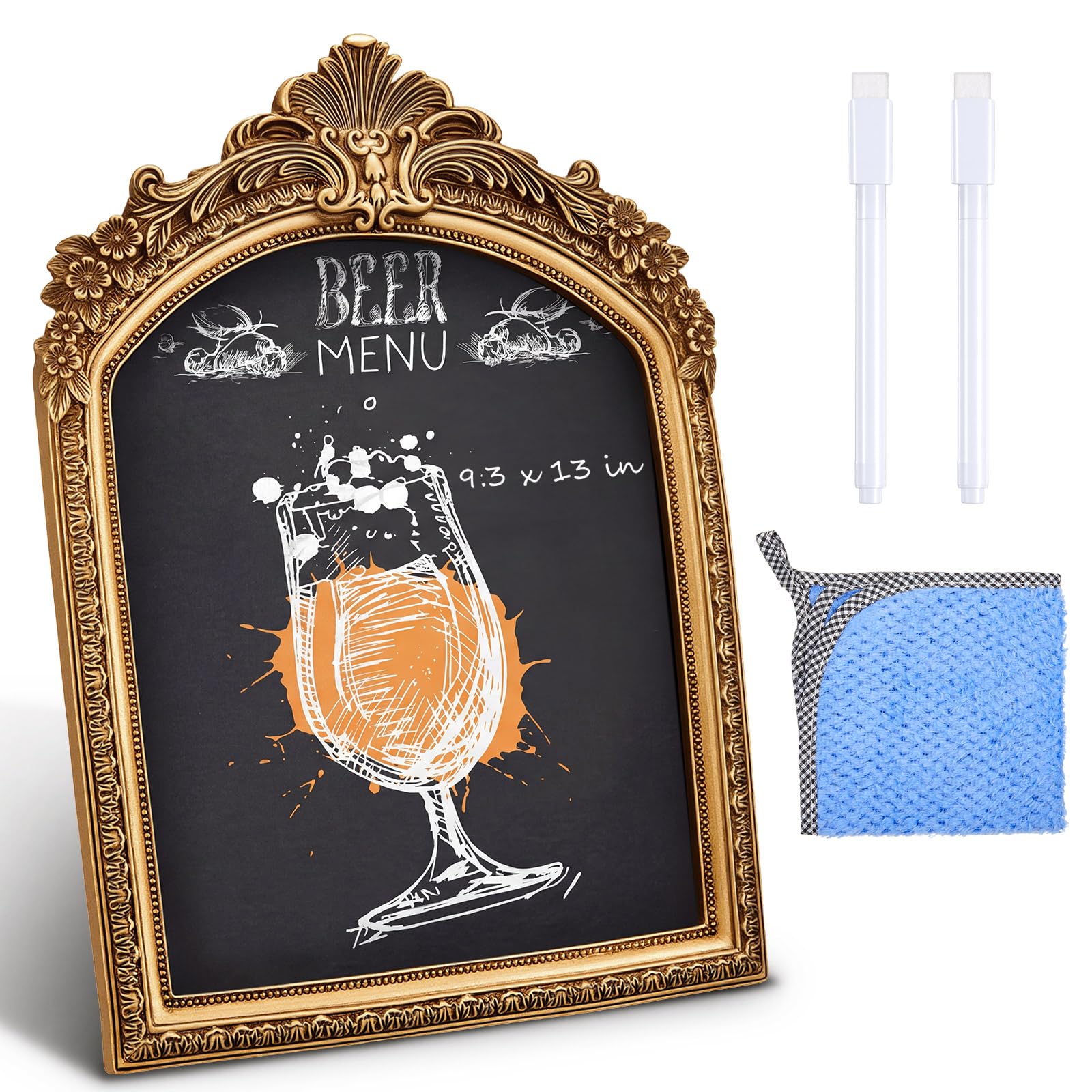 1 Pack Framed Tabletop Chalkboard Sign 9.3 x 13 in Rustic Frame, Arch
