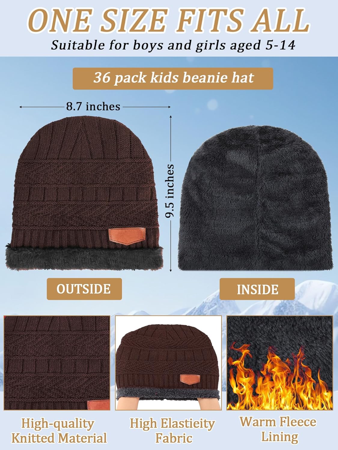 Toulite 72 Pcs Kids Winter Hats Gloves Bulk Warm Knitted fleece Beanie Knitted Gloves Cold Weather for Boys Girls Homeless - Image 2