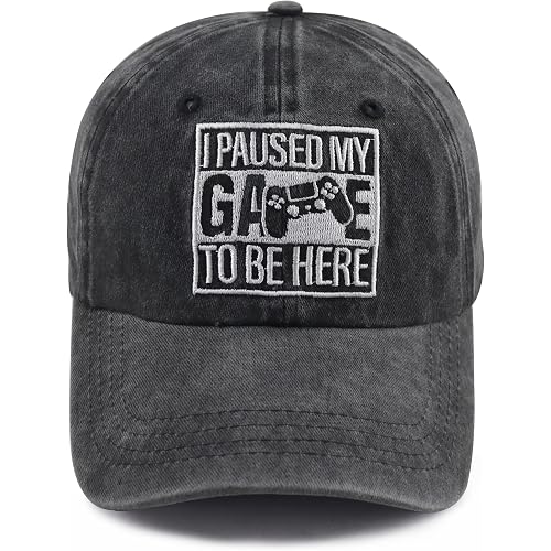 I Paused My Game to Be Here Hat for Men Women, Funny Adjustable Cotton Embroidered Gamer Baseball Cap