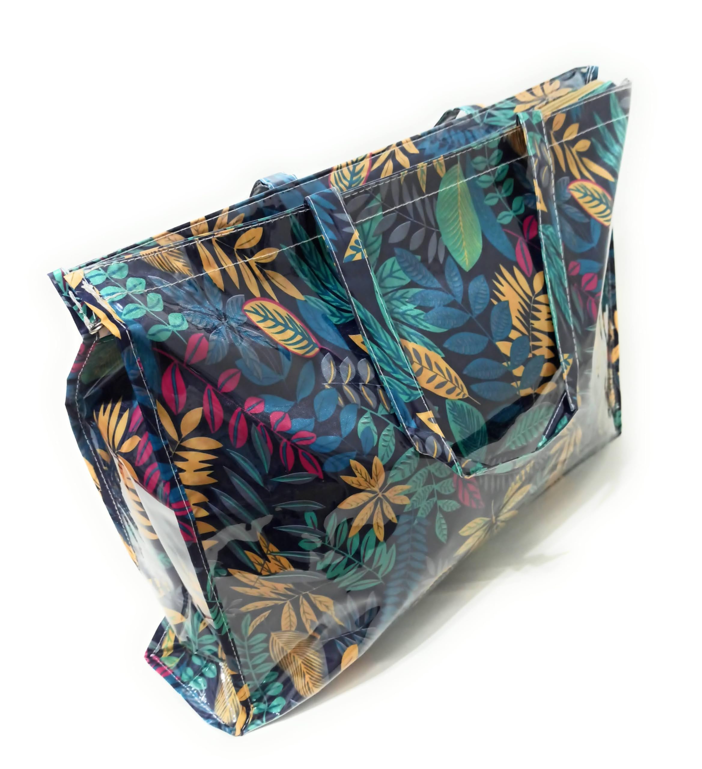 BRANDELIA Bolsos Playa Mujer Bolso playa grande plástico reciclado PVC bolso verano impermeable resistente con cremallera bolso de mujer para playa, piscina, picnic, compras.
