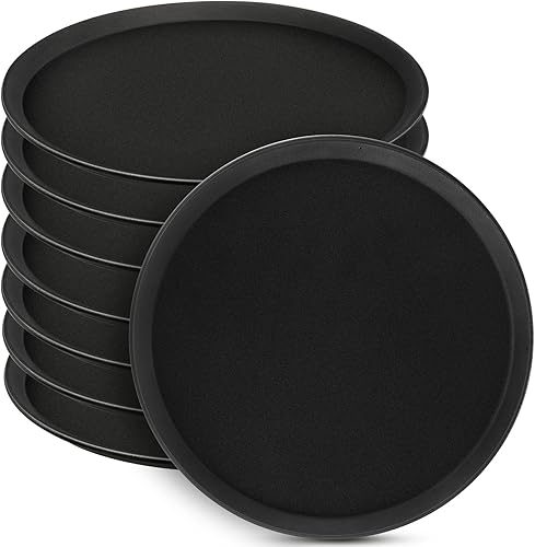 Lallisa 8 bandejas grandes de 16 pulgadas para servir restaurantes con bandeja antideslizante de plástico antideslizante redonda para servir en bar,