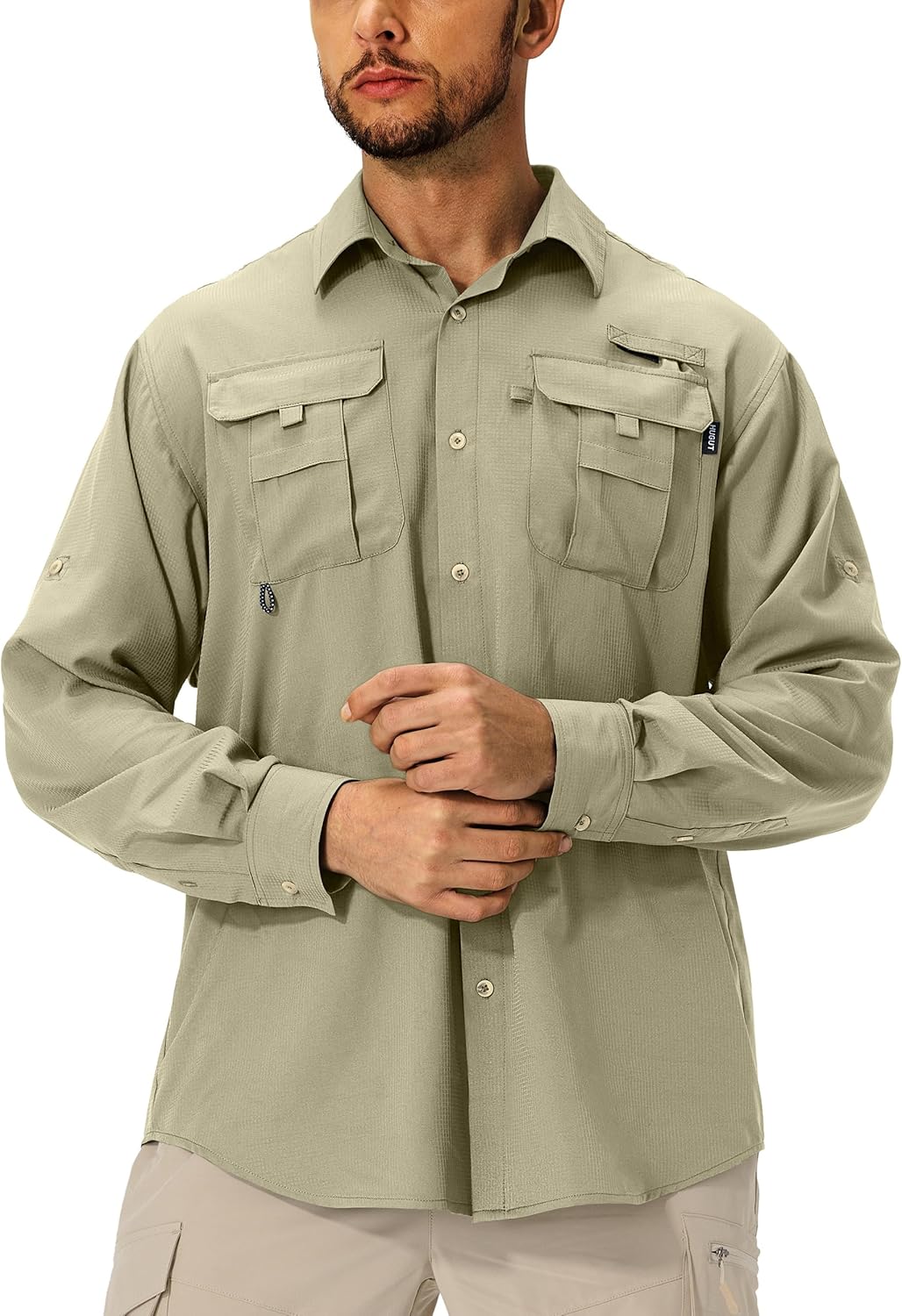 Men's Sun Protection Fishing Shirts Lightweight Long Sleeve UPF 50+ Travel Work Hiking Shirts with Pockets