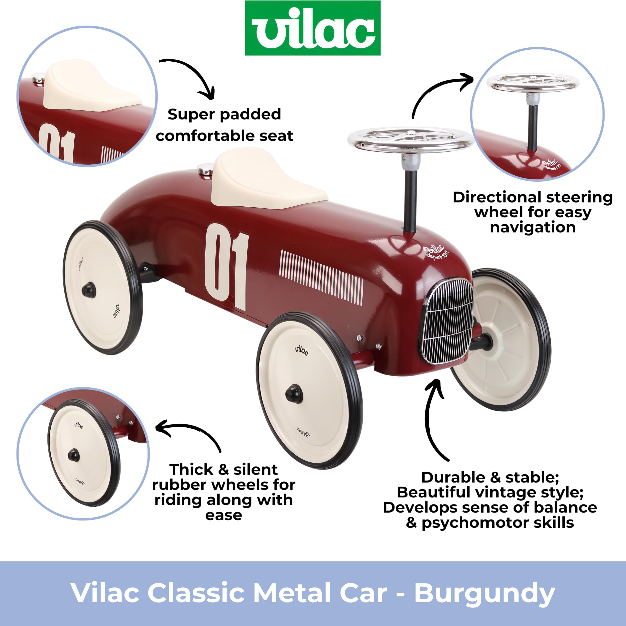Vilac - Vintage Bordeaux wyścigowy Carrier - Dzieci 18 miesięcy+