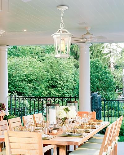 Miniatura 7 de VIANIS Luces Colgantes Blancas para Exteriores, Linternas de Luces Colgantes Modernas para Exteriores, Luces de Porche de Aluminio para Techo