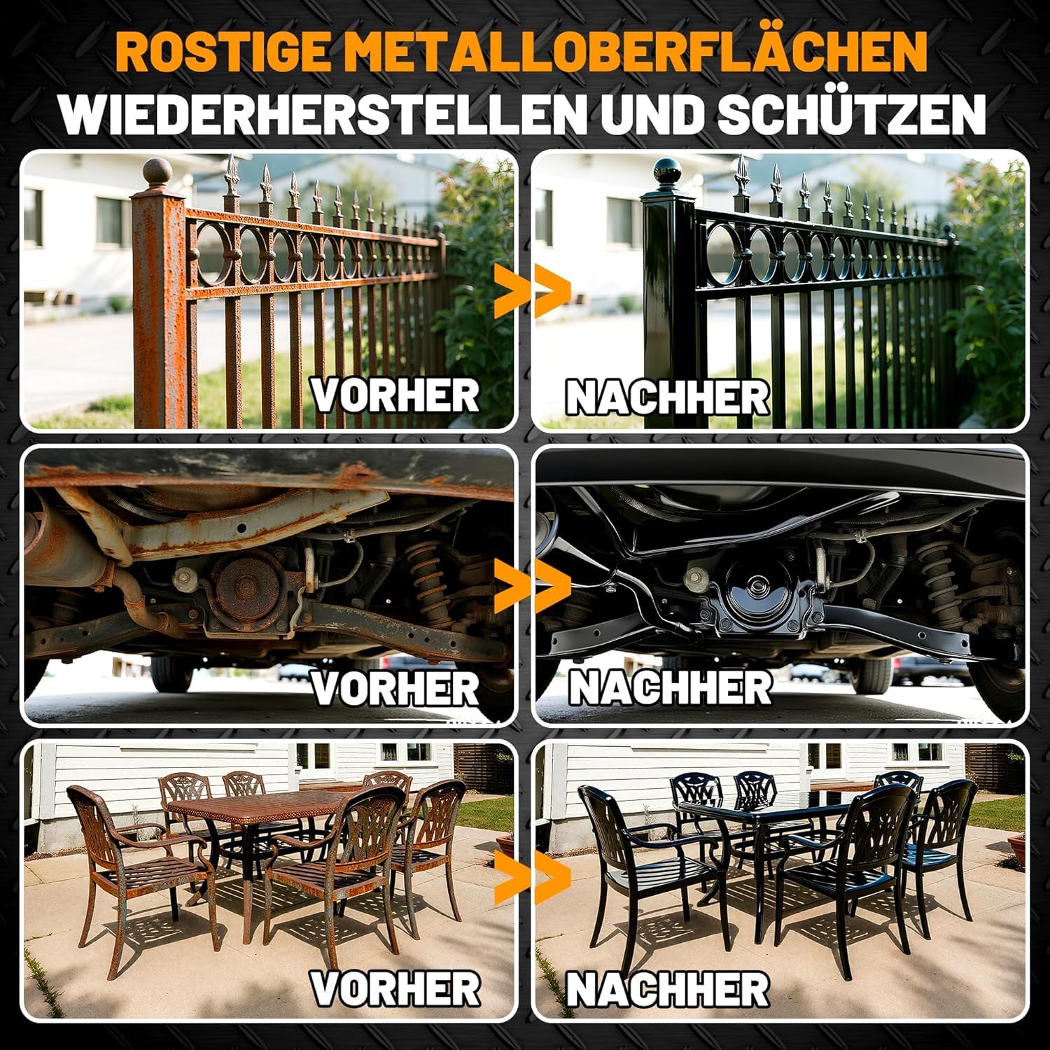 Wadities 2-in-1 Rostumwandler & Metall Grundierung, 4.54kg Mattschwarze Rostschutzfarbe für Metall, Auto Rostentferner & Versiegelung, Langlebige Hitzebeständig Rost Reparatur Set