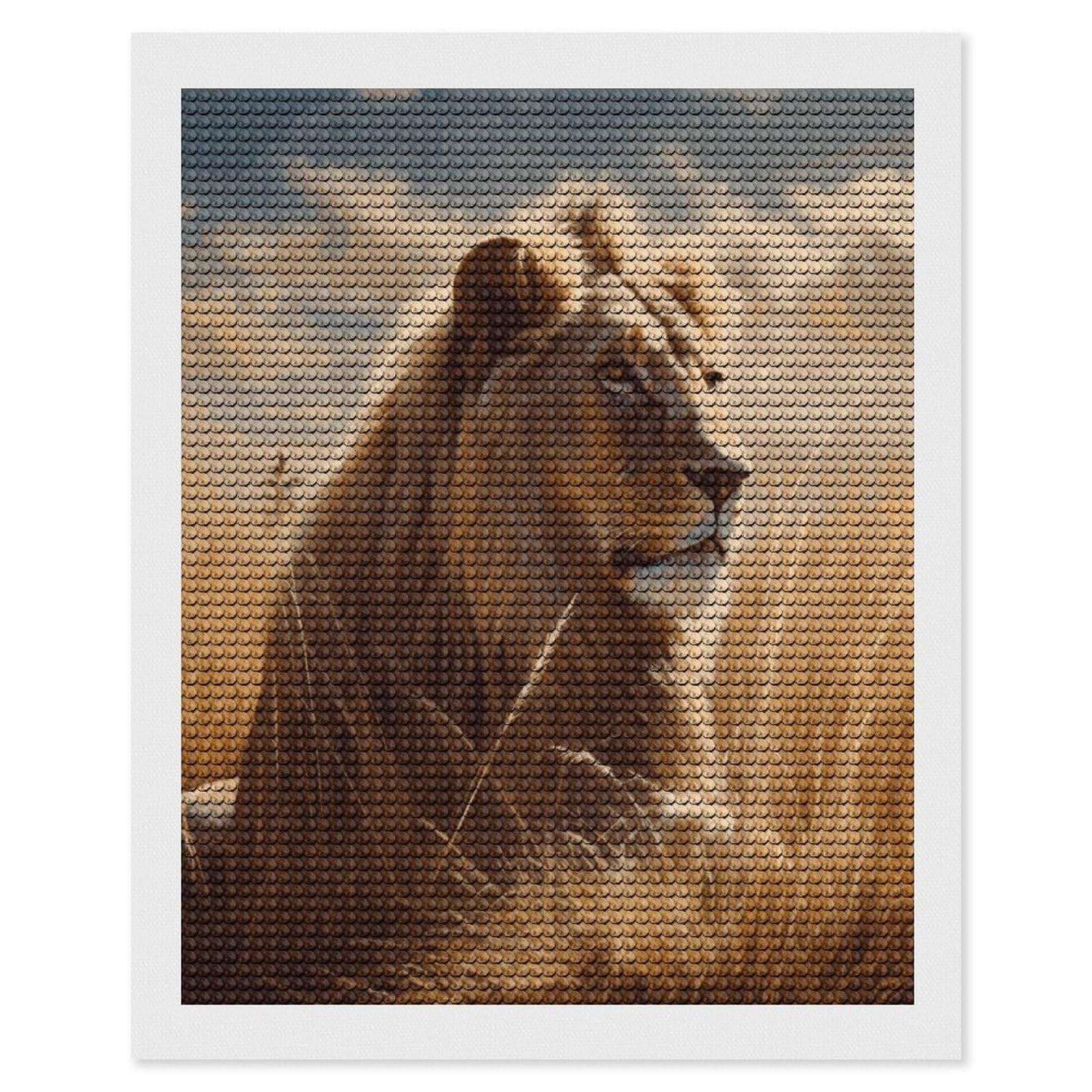 JTREHY Prairie Lion Diamond Art Kits Personalized DIY Round Diamond Painting Kits for Beginner Full Drill Diamonds Dots Paintings for Adults Gem Art Crafts Home Decor