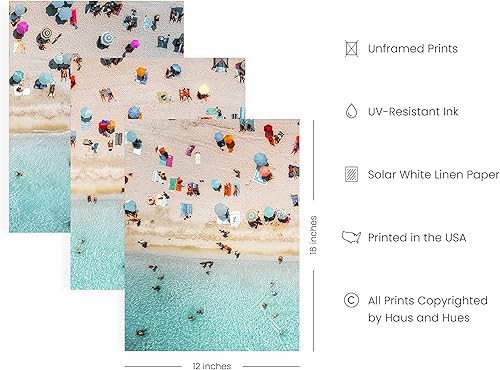 Miniatura 2 de HAUS AND HUES Cuadros de playa para pared, juego de 3 arte costero, juego de arte de pared de naturaleza, impresiones de pared para estética de
