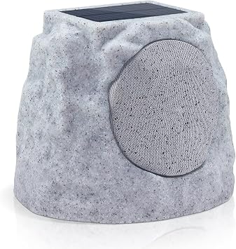 Rock Speakers Outdoor Water-Resistant IP44, Multi-Sync Up to 100 Speakers, Solar-Powered Rock Speaker with Light for Patio Garden Party Pool Deck Yard Outside