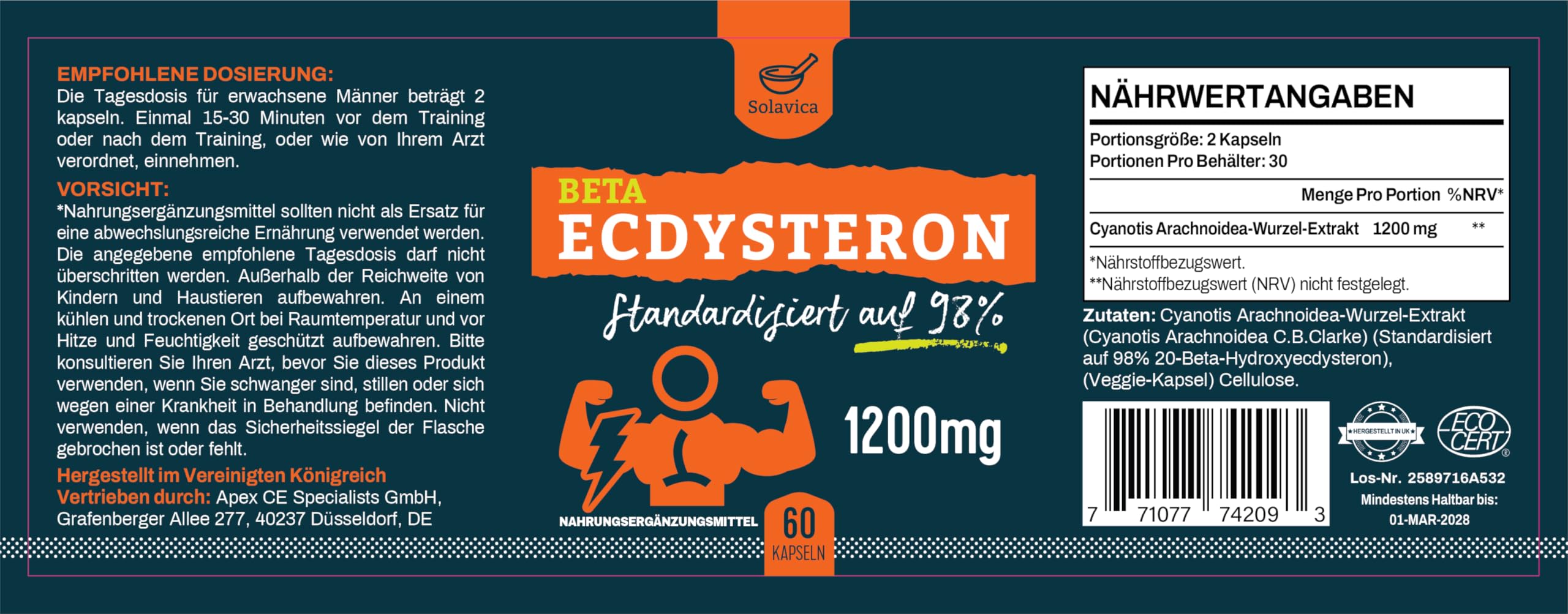 Beta Ecdysterone Suplemento 1200 mg por Porción (60 Cápsulas) – Suministro para 1 Mes (60 unidad (Paquete de 3))