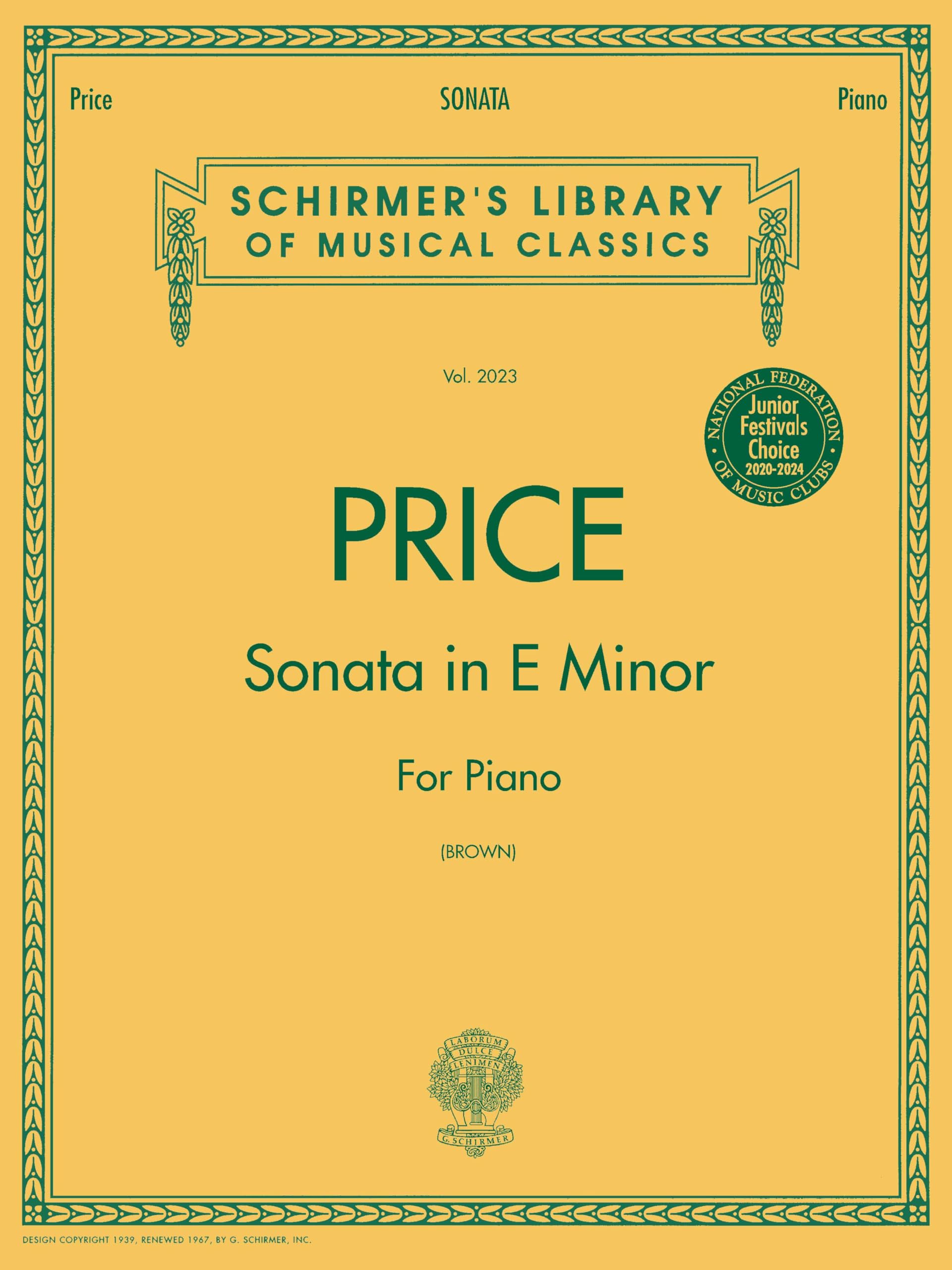 Sonata in E minor. Piano Solo.: Schirmer Library of Classics Volume 2023 Nfmc 2024-2028 Selection Piano Solo (Schirmer's Library of Musical Classics)