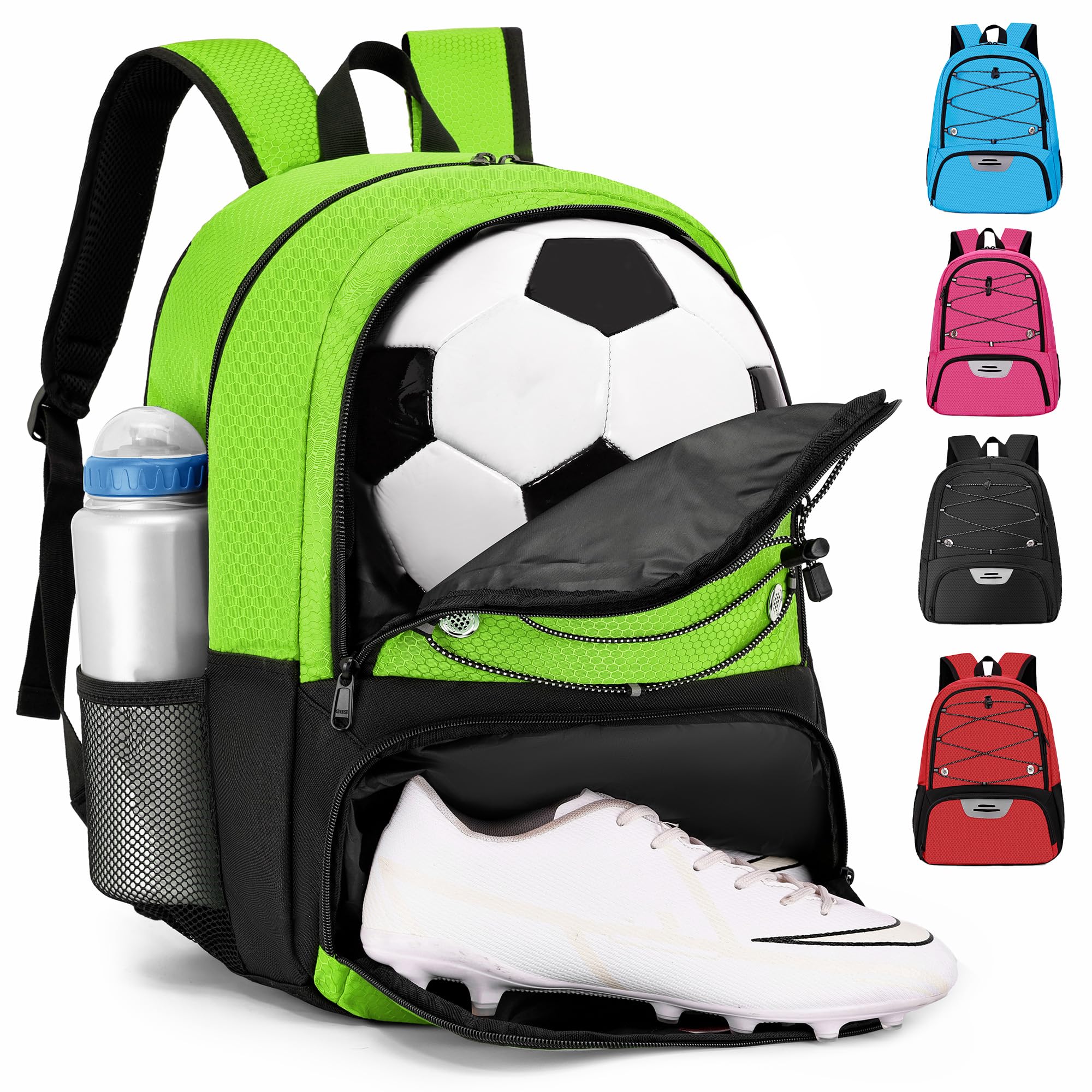 Hsmihair Youth Soccer Bag-Soccer Backpack&Backpack for Football Basketball,with Ball Compartment Separate Cleat Package