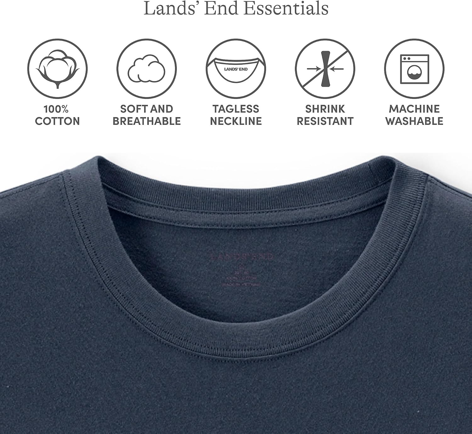 Lands' End Essentials Men's Short-Sleeve Soft Cotton T-Shirt - Relaxed Easy Fit - Image 3