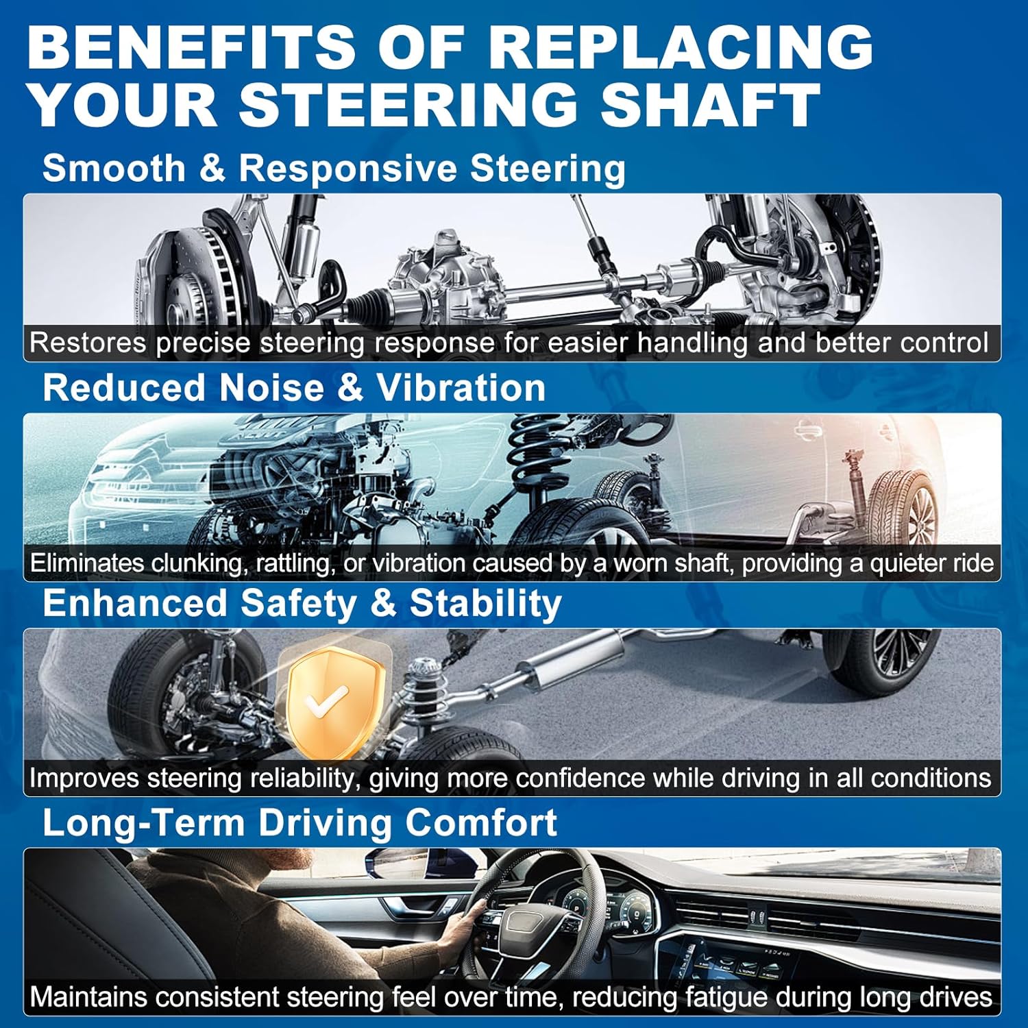 Intermediate Steering Shaft Compatible with Ford Explorer 2011-2019, Flex 2013-2019, PIU 2013-2019, Lincoln MKT 2013-2019, Replaces BB5Z3B676A, BB5Z3B676B, BB5Z3B676C, 425-338