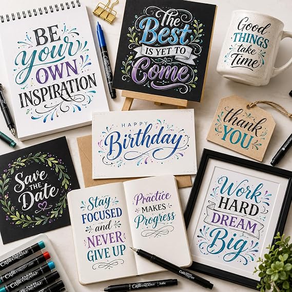 MANUSCRIPT Lettering Kit, 10 Pens, Markers and James Lewis Guide